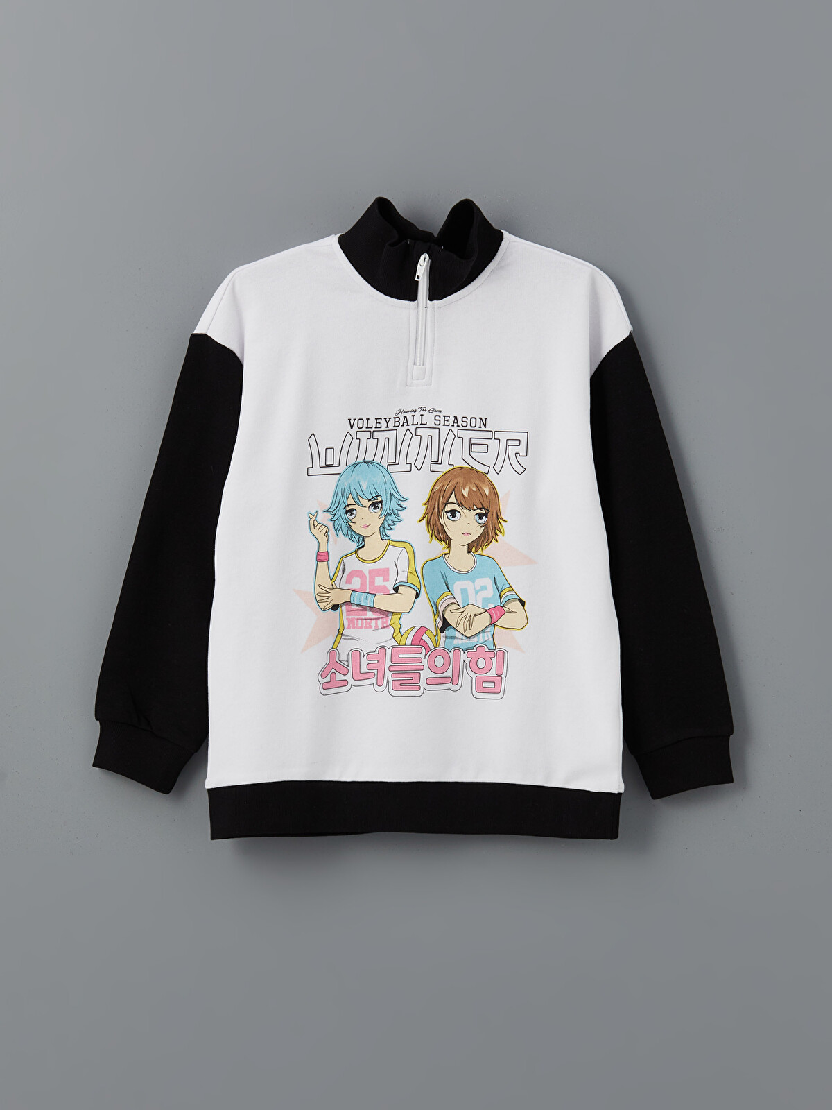 LCW Kids Funnel Neck Anime Printed Girls' Sweatshirt - S56676Z4