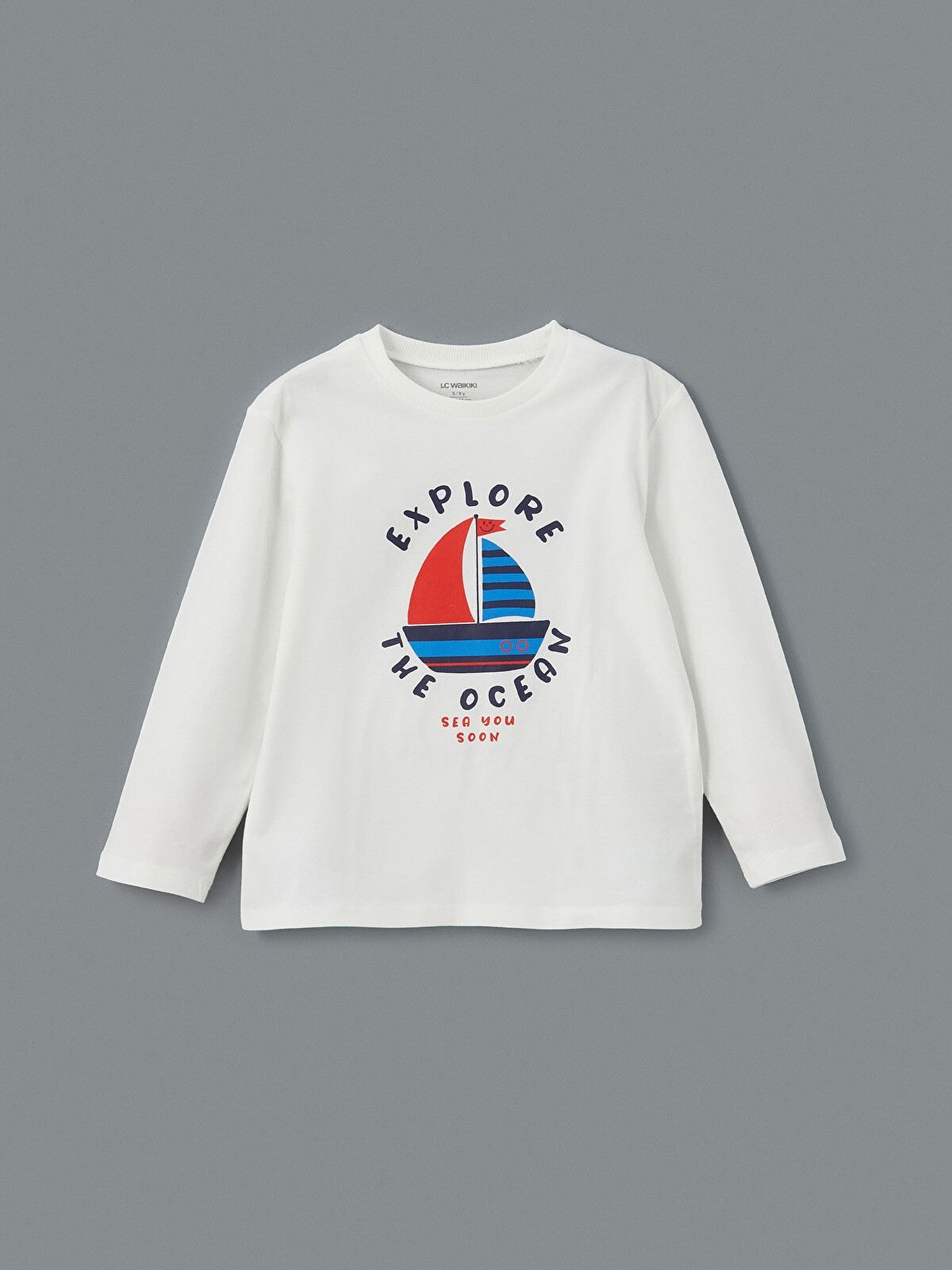 LCW Kids Beyaz Bisiklet Yaka Baskılı Erkek Çocuk Tişört - S56797Z1