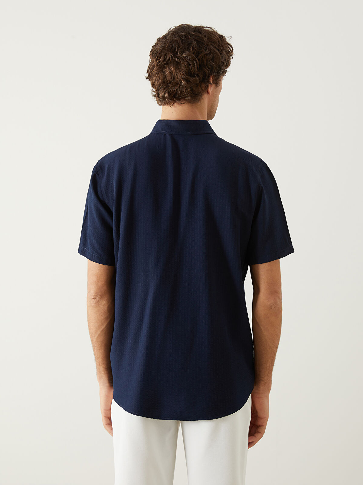 ノーブル　Vカラーシャツ　ブルー SOUTHBLUE Regular Fit Short Sleeve Men's Shirt -S5R602Z8-RFH