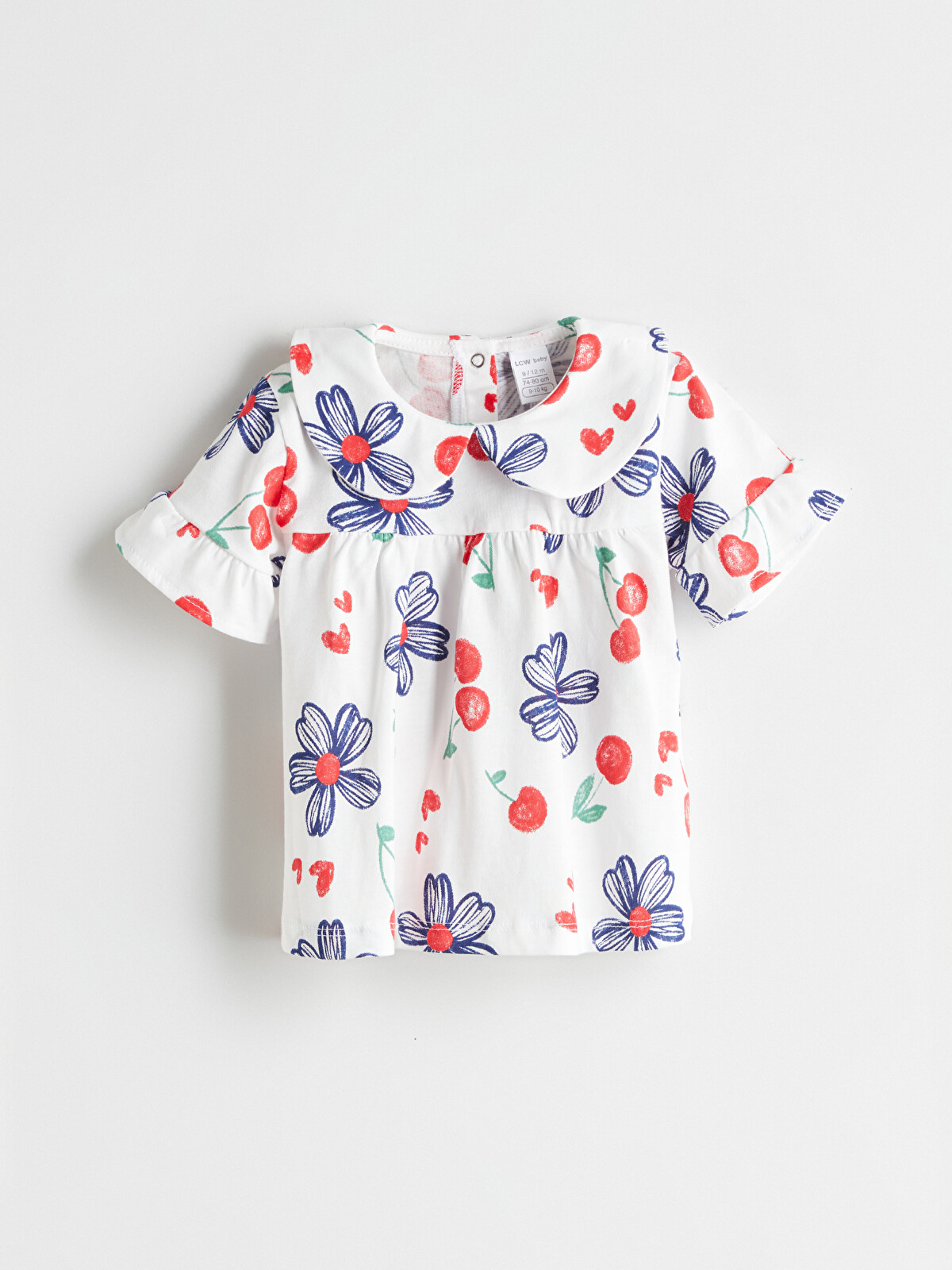 LCW baby Ekru Bebe Yaka Çiçekli Kız Bebek Tişört - S56863Z1-LRA | LCW