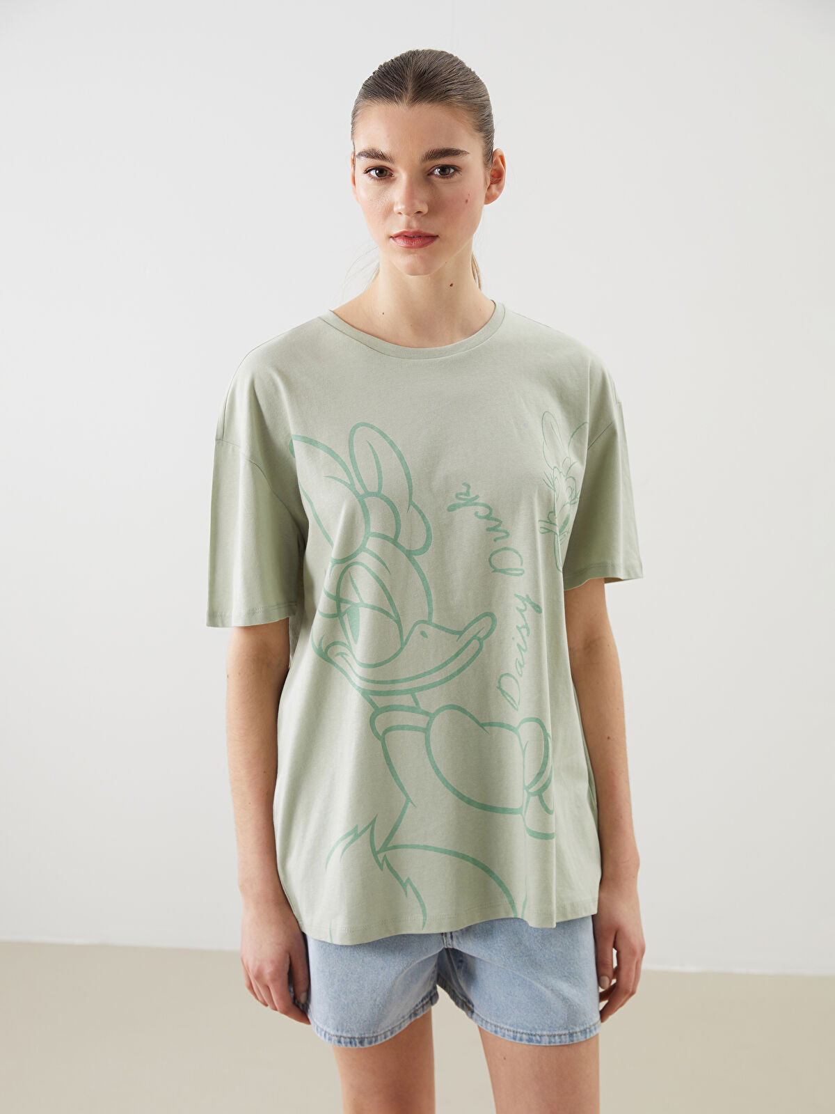 XSIDE Crew Neck Daisy Duck Printed Women's T-Shirt - S56892Z8-SRB