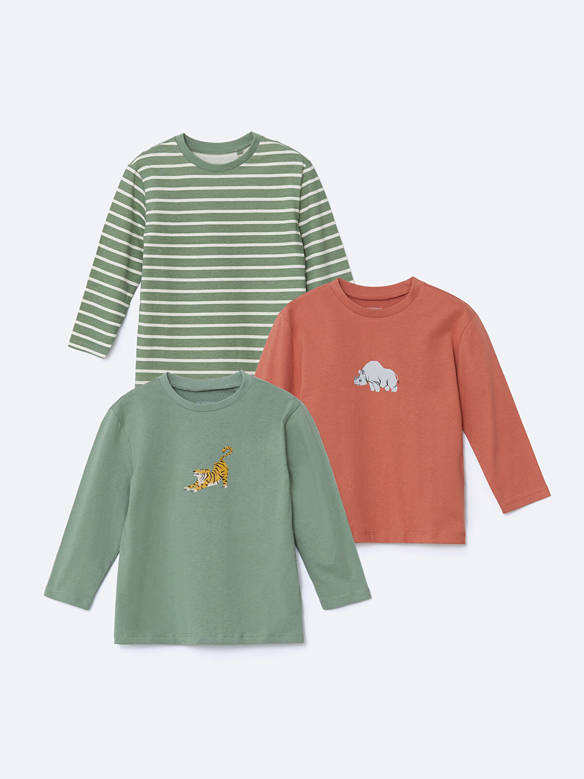 LCW Kids Bisiklet Yaka Baskılı Erkek Çocuk Tişört 3'lü - S56956Z1