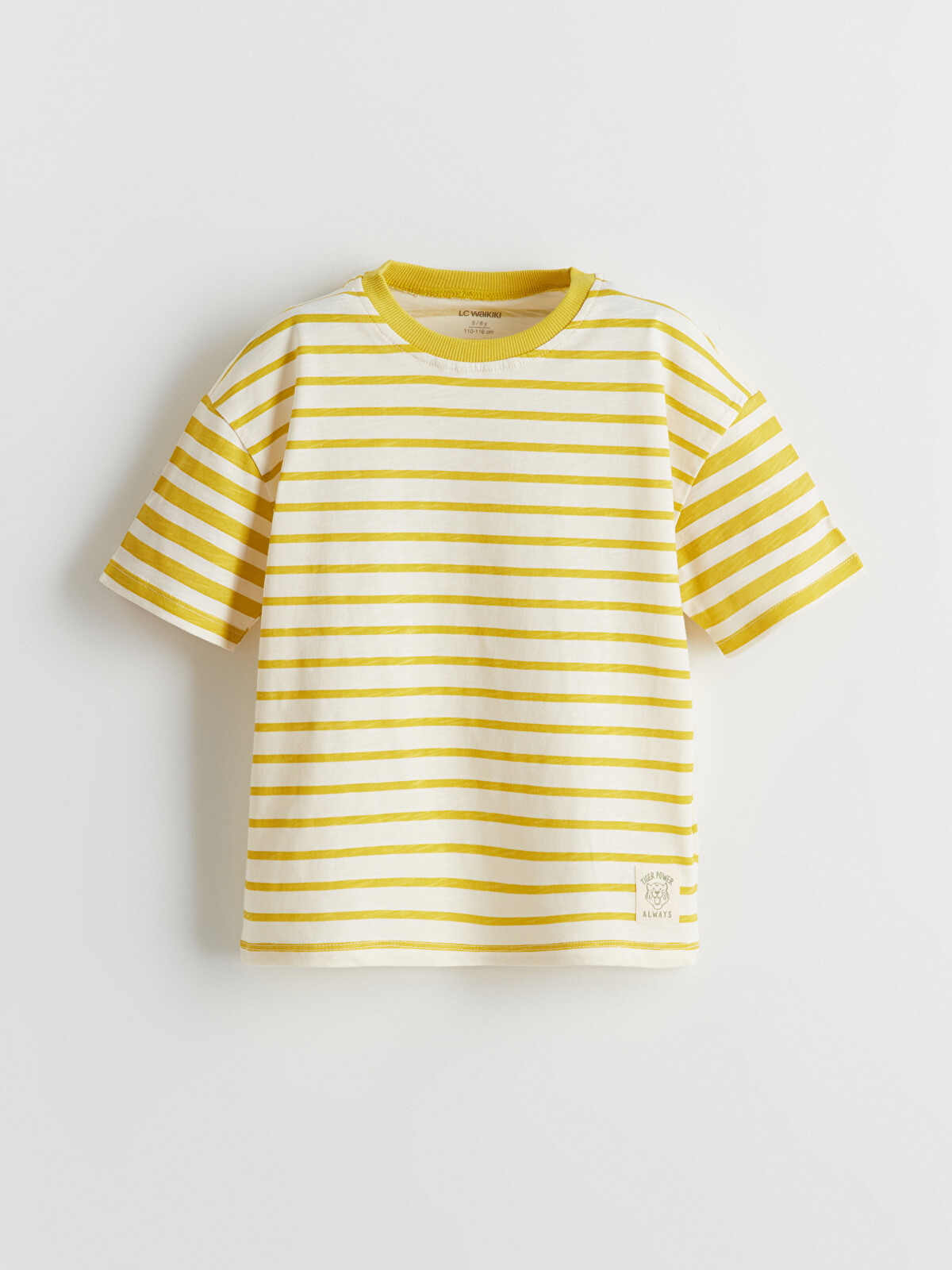LCW baby Yeşil Bisiklet Yaka Çizgili Erkek Bebek Tişört - S56985Z1