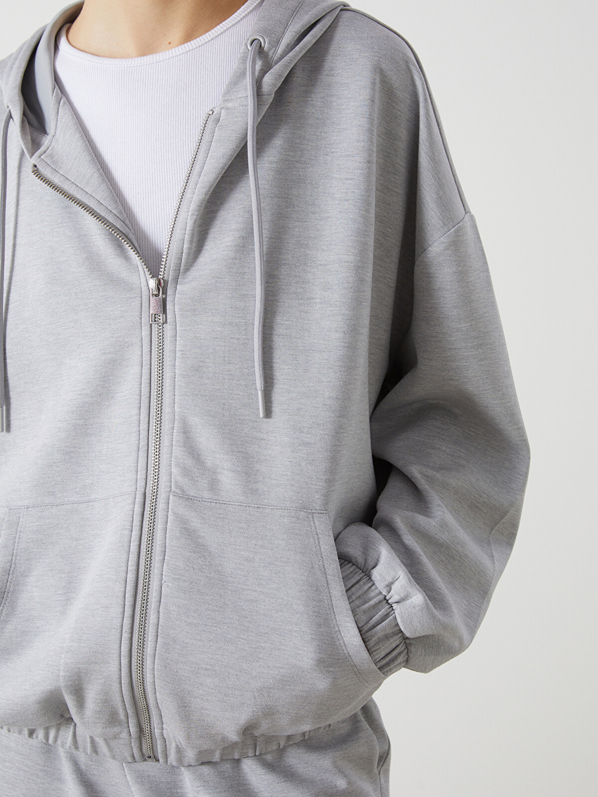 XSIDE ACTIVE Hooded Oversize Women's Zipper Sweatshirt - S57090Z8