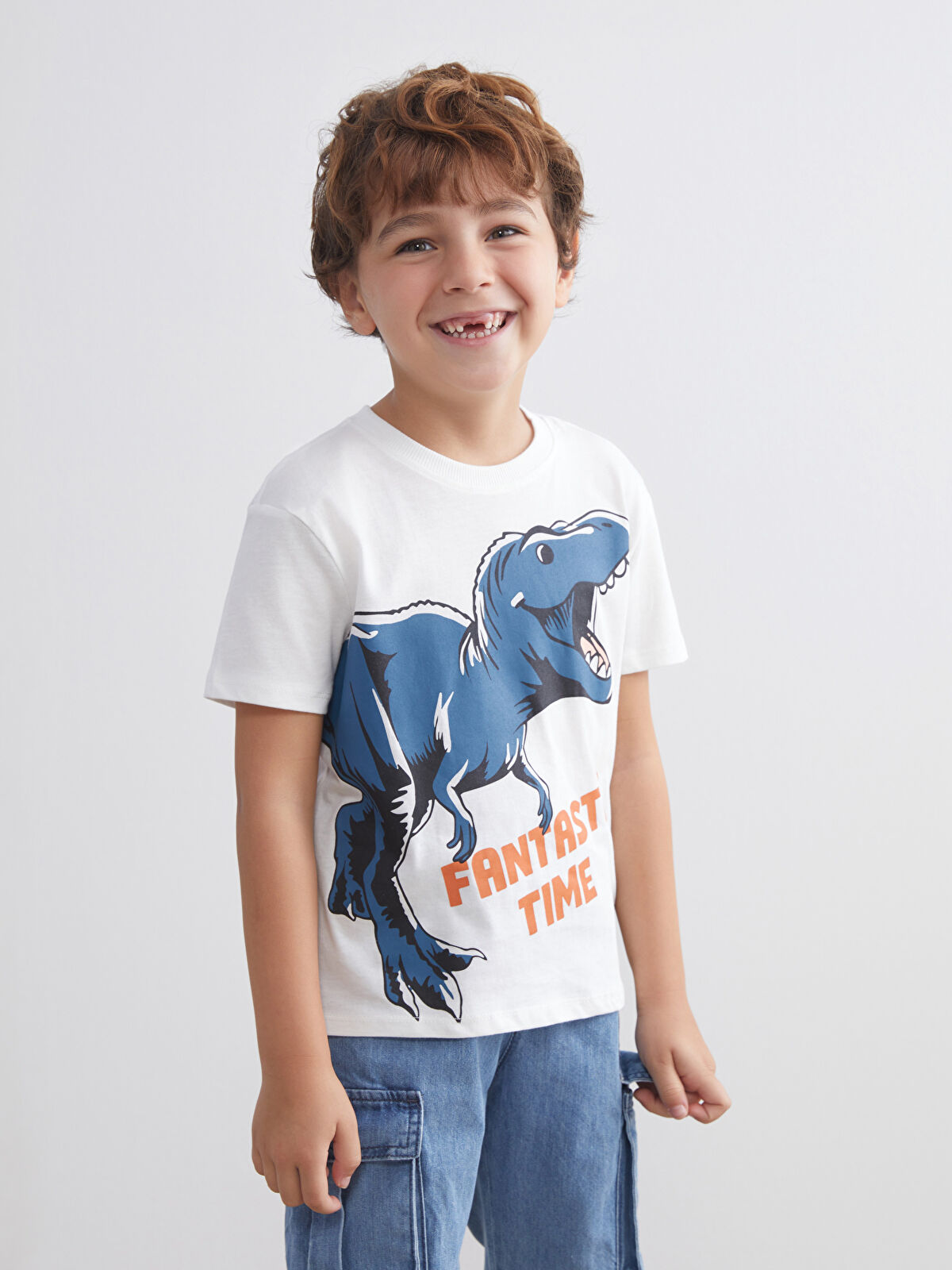 LCW Kids Yeşil Bisiklet Yaka Çizgili Erkek Çocuk Tişört - S57173Z1