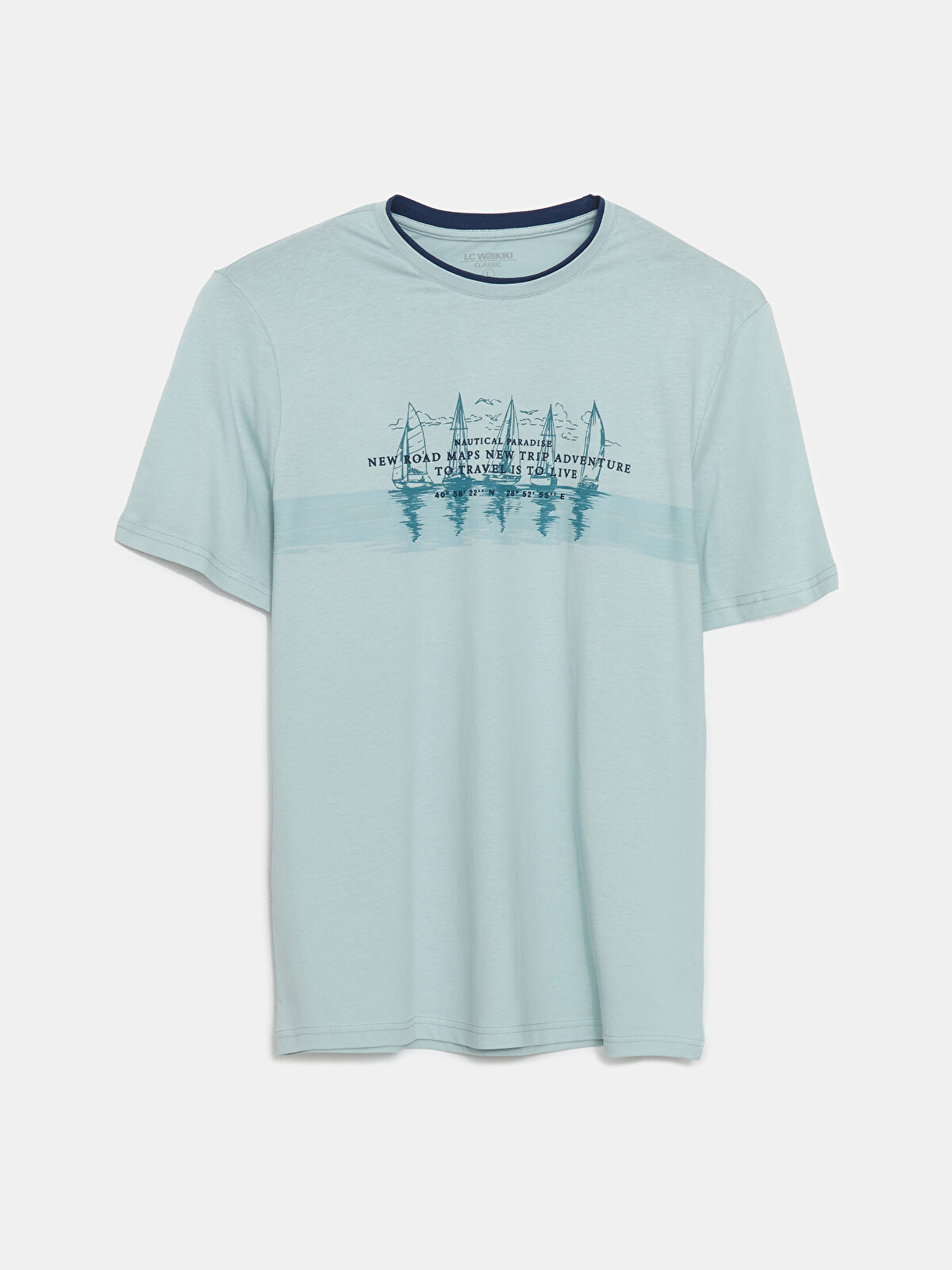 LCWAIKIKI Classic Crew Neck Short Sleeve Printed Combed Cotton