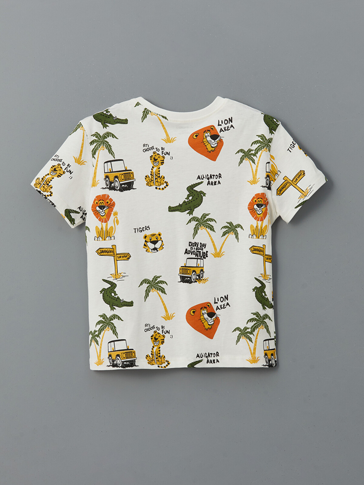LCW Kids Ekru Bisiklet Yaka Baskılı Erkek Çocuk Tişört ve Şort 2