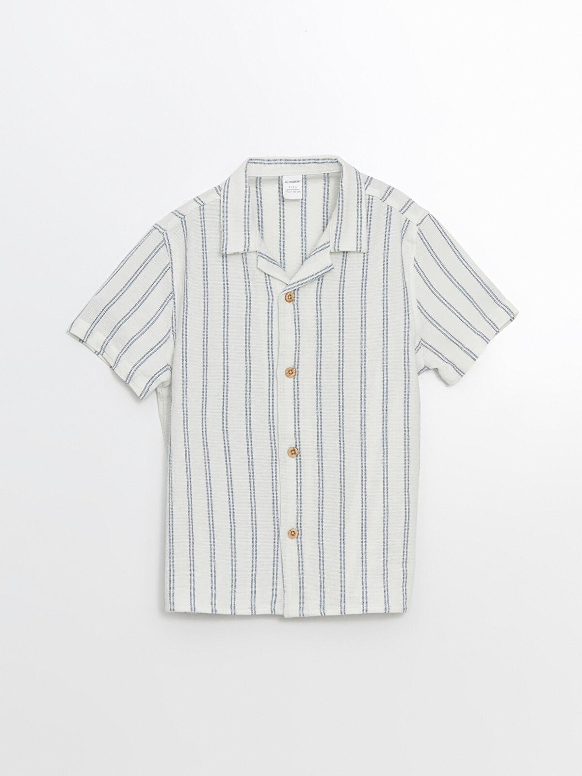 LCW Kids Bej Pamuklu Çizgili Erkek Çocuk Gömlek - S57444Z1-LE4 | LCW