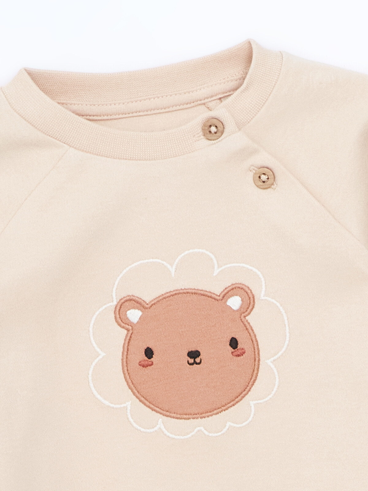 LCW baby Bej Bisiklet Yaka Nakışlı Erkek Bebek Takım - S57498Z1