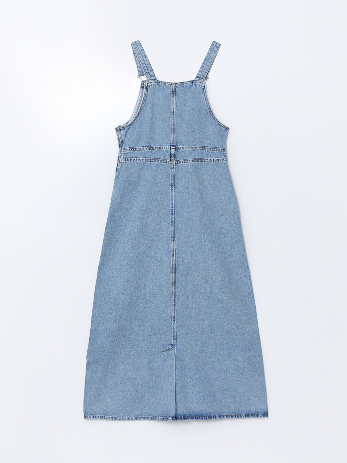 LCW Modest Square Collar Strappy Women's Denim Dungaree Dress