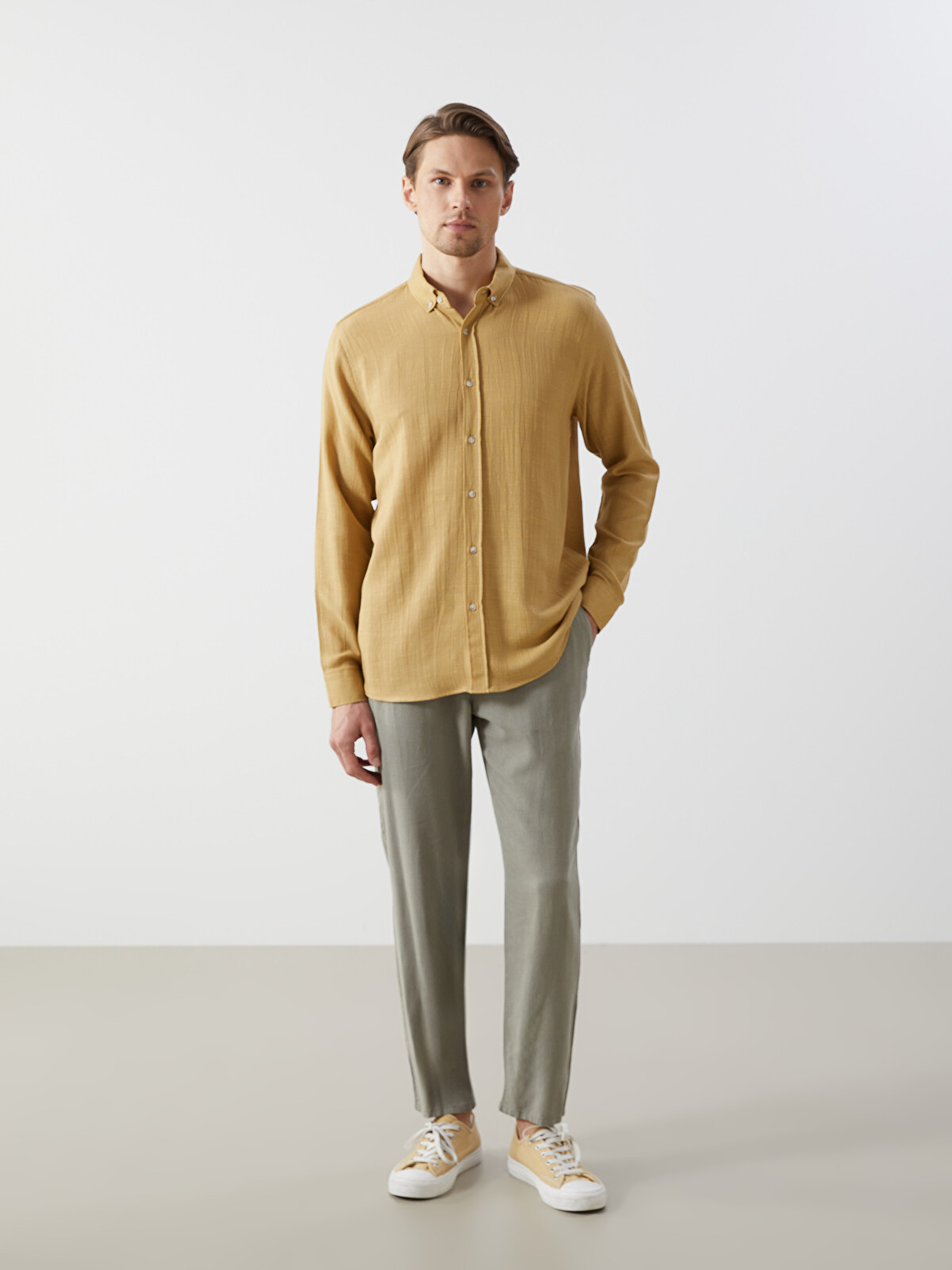 LCW Vision Standard Fit Linen Blend Men's Trousers - S57886Z8-GNZ
