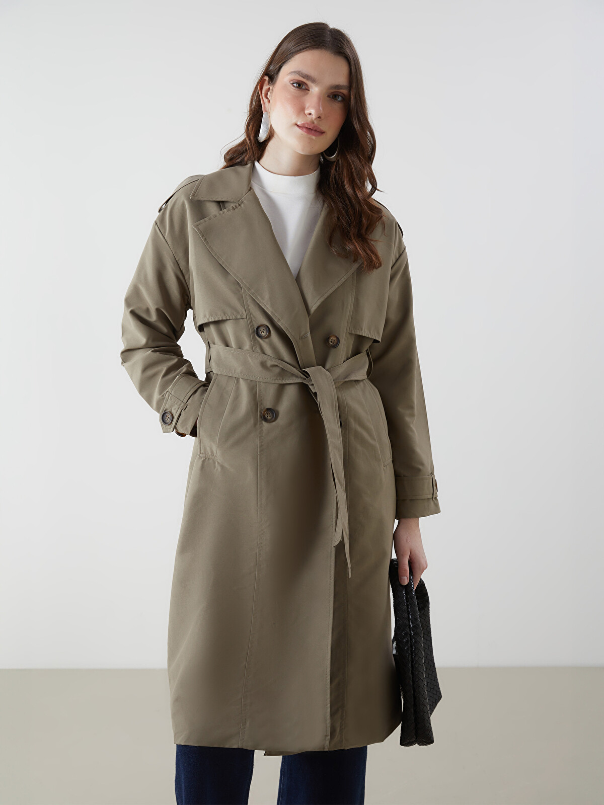 LCW Vision Jacket Collar Oversize Women's Trench Coat - S57966Z8