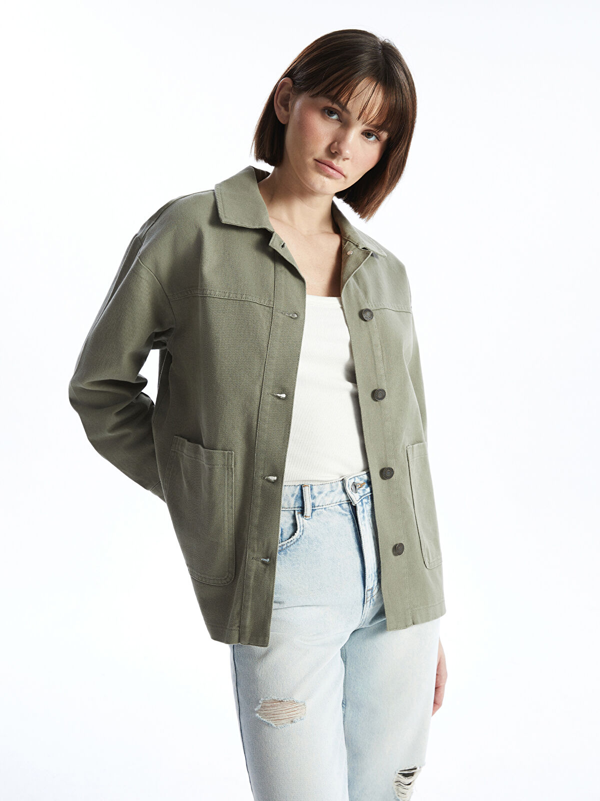 LCW Vision Oversize Women's Shirt Jacket -S57992Z8-YCH - LC