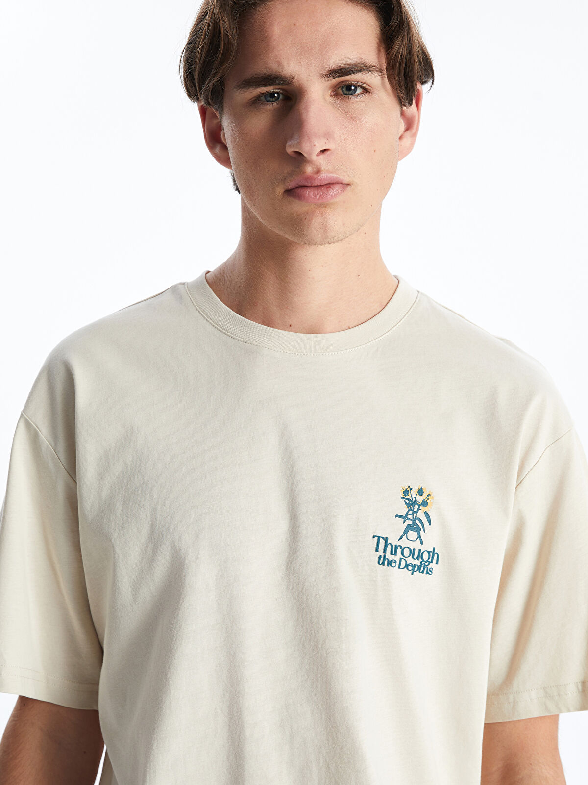 てりたま XSIDE Crew Neck Short Sleeve Printed Combed Cotton Men's T