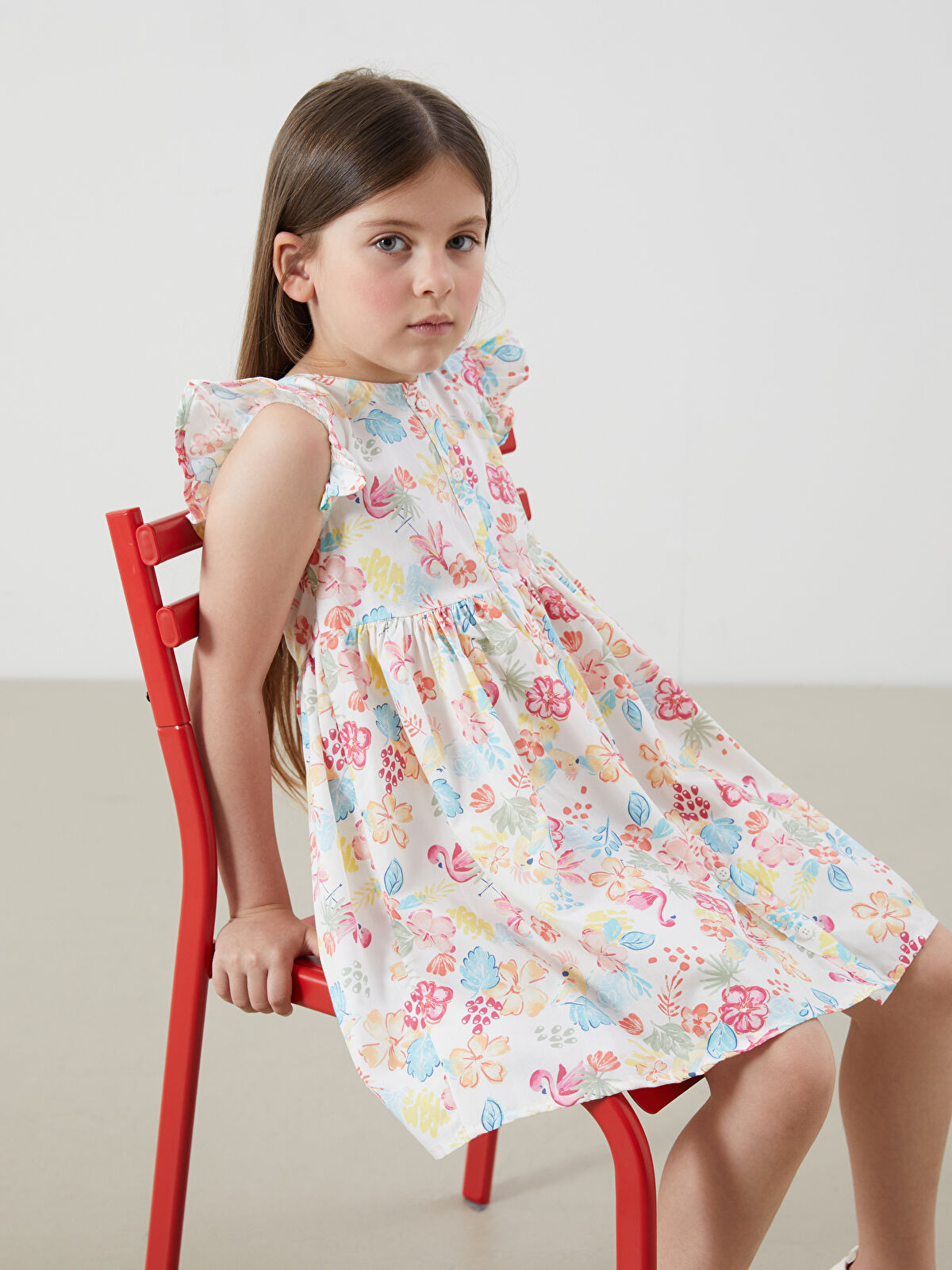 Apolina kids - Mara Shirtdress 5-7Y 新品 Apolina Mara Shirtdress - Cabin Quilt /Folk Floral Hazel (S1