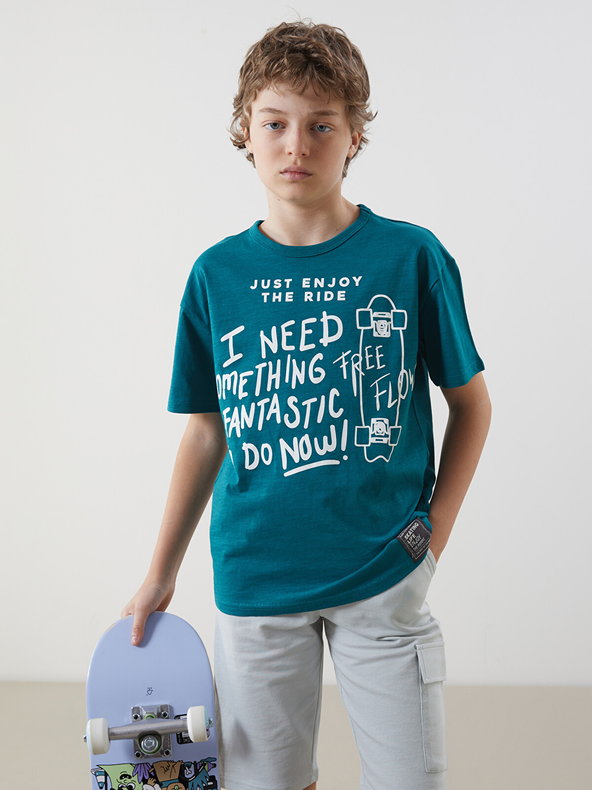 LCW Kids Crew Neck Text Printed Boys' T-Shirt - S58674Z4-HSH | LC