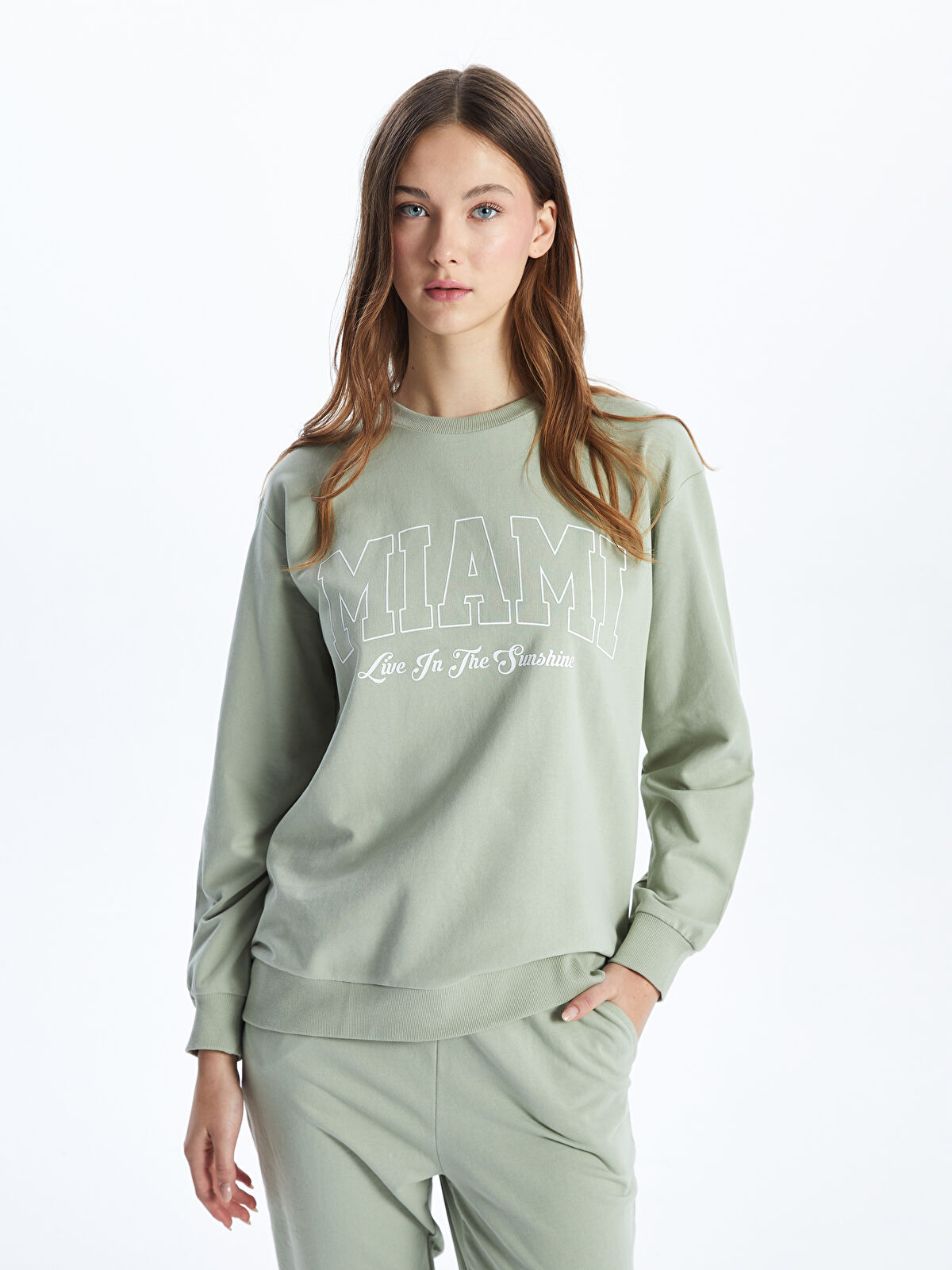 XSIDE Crew Neck Miami Printed Women's Sweatshirt -S59163Z8