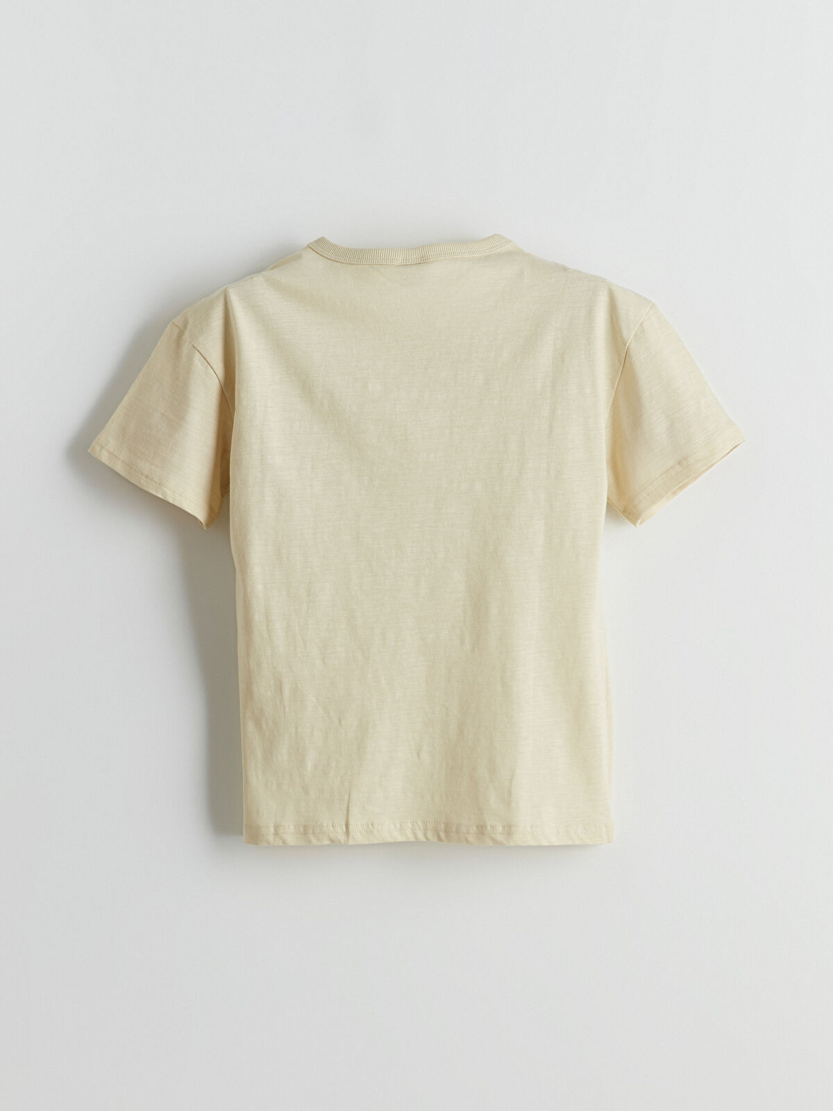 LCW Kids Bej Bisiklet Yaka California Baskılı Erkek Çocuk Tişört