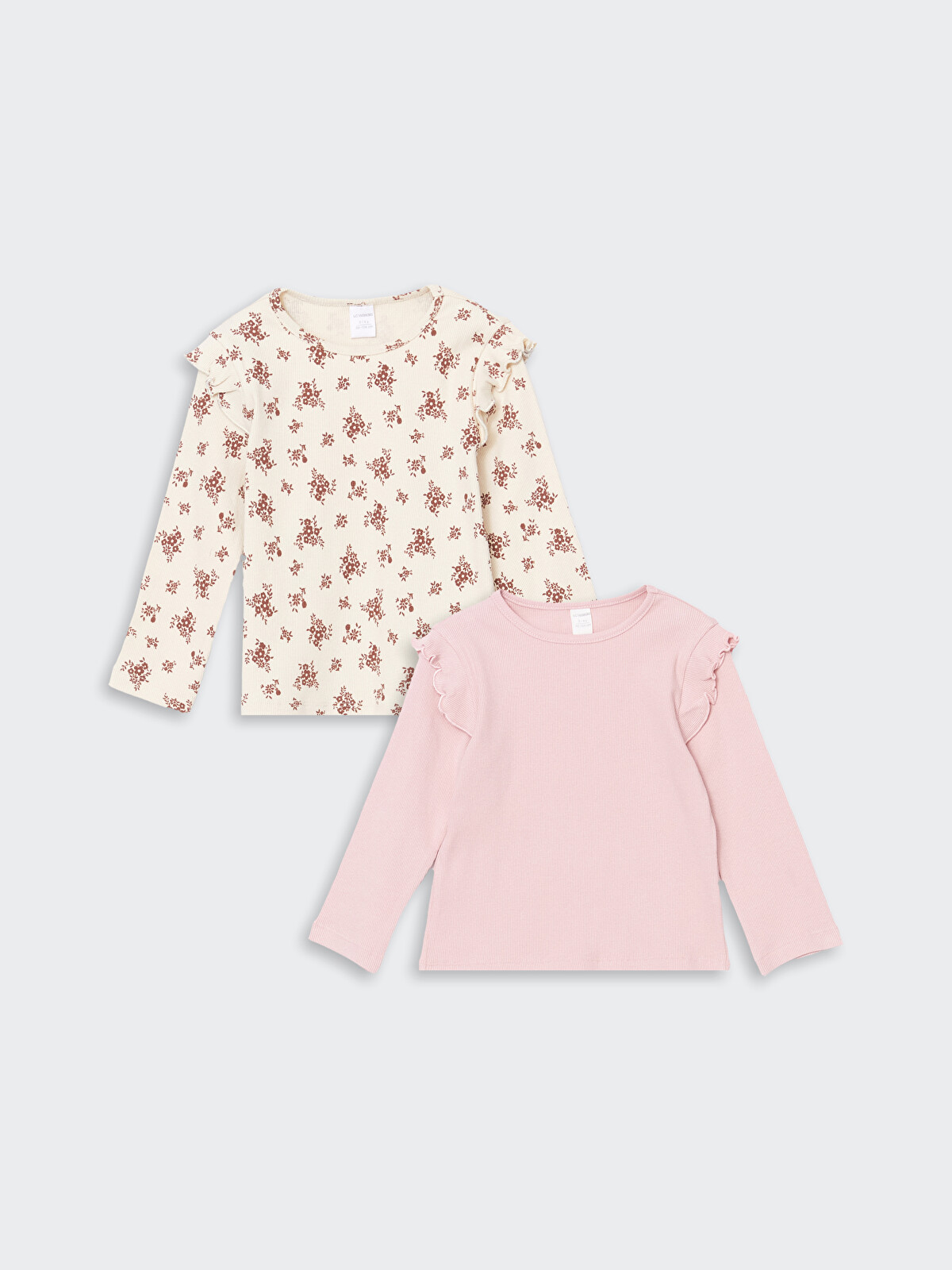 @kidzeページ LCW Kids Bisiklet Yaka Baskılı Kız Çocuk Bluz 2'li - S59284Z1-LRA