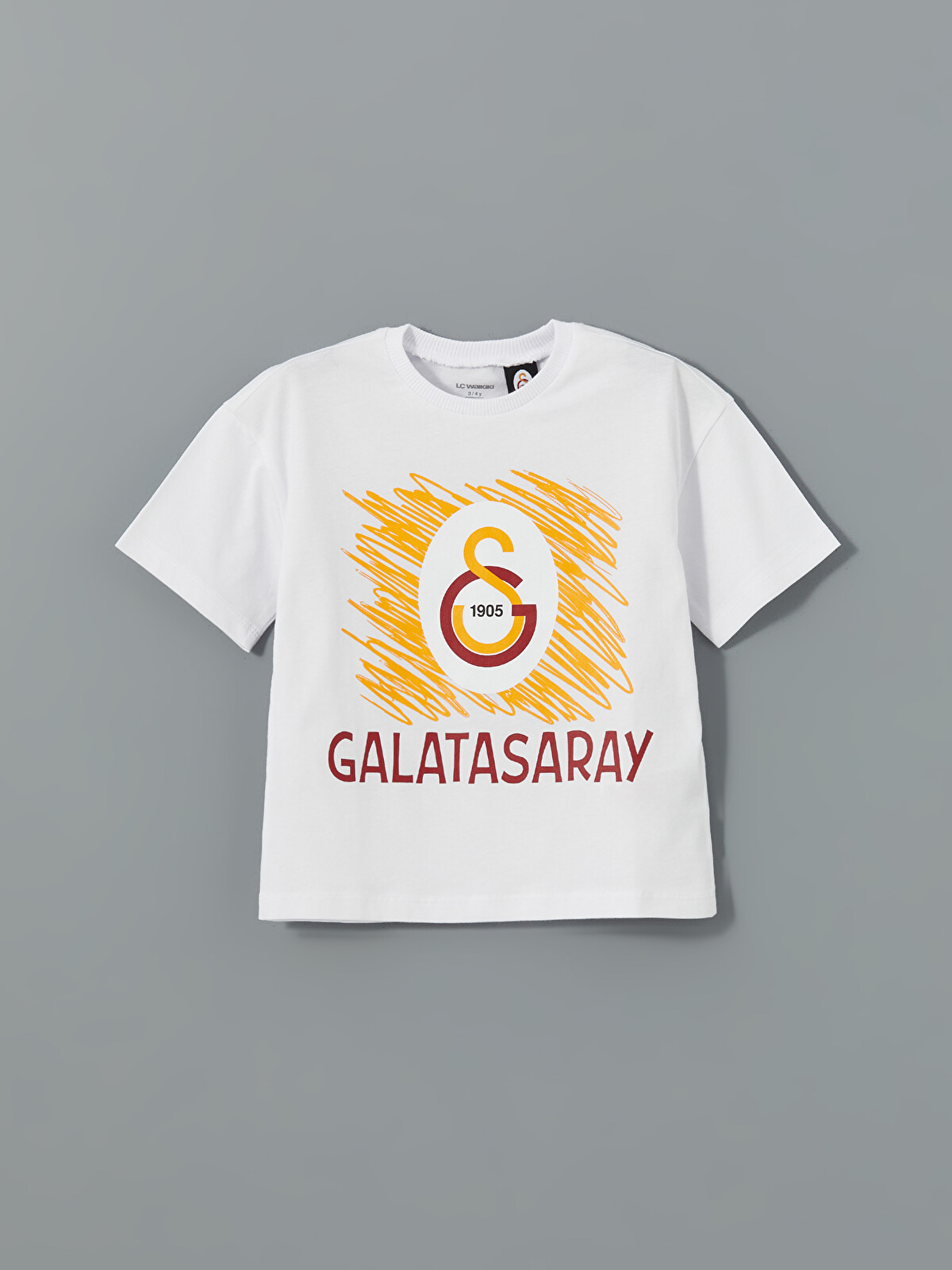 LCW Kids Sarı Bisiklet Yaka Galatasaray Baskılı Erkek Çocuk Tişört
