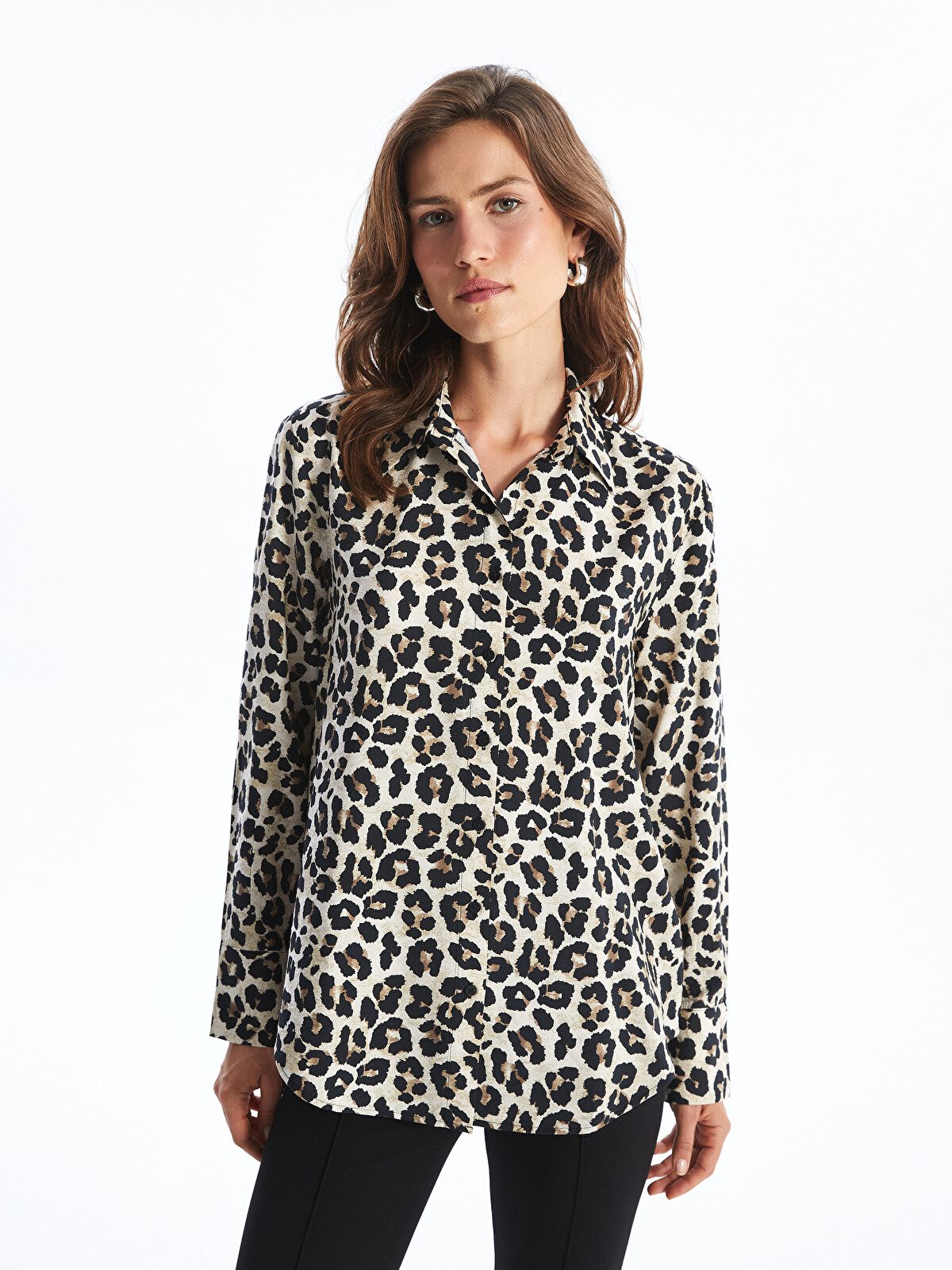 【ブラック】格子ジャガード長袖シャツ (WOMENS) ジャガードシャツ シャツ レディース トップス 長袖 送料無料・再販
