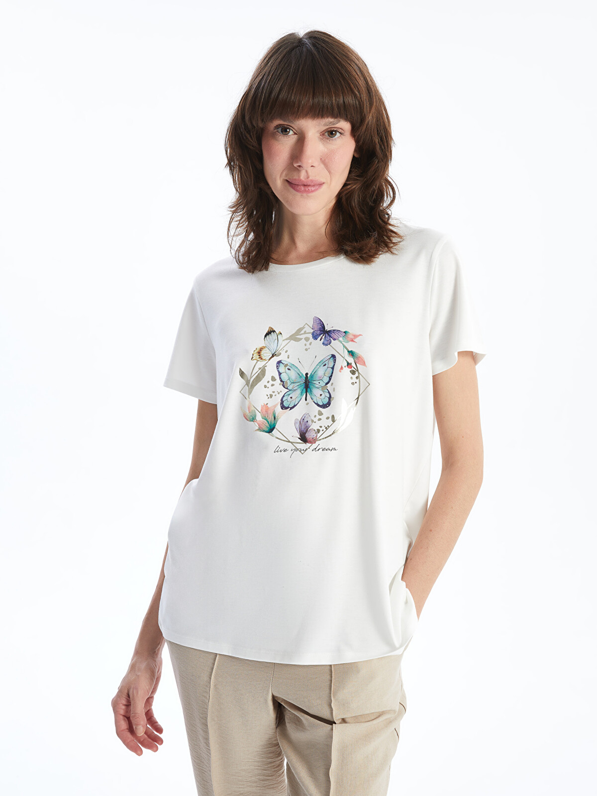LCWAIKIKI Classic Crew Neck Printed Jersey Women's T-Shirt