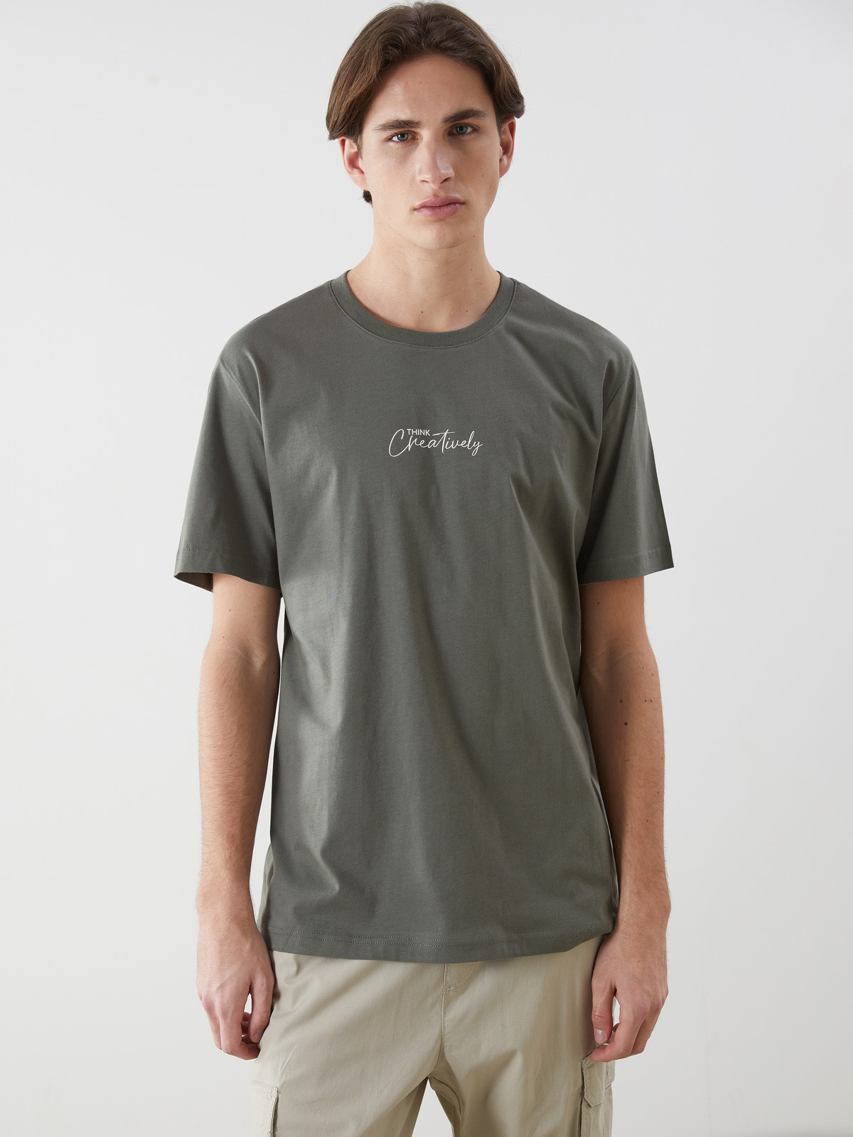 XSIDE Crew Neck Printed Jersey Men's T-shirt - S5AI42Z8-YRN | LC