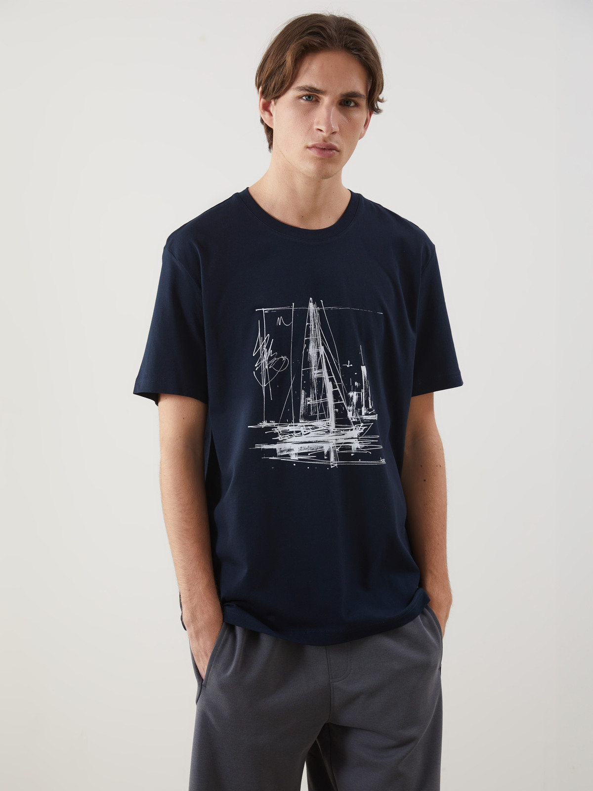 XSIDE Crew Neck Printed Jersey Men's T-shirt - S5AI50Z8-RFH | LC
