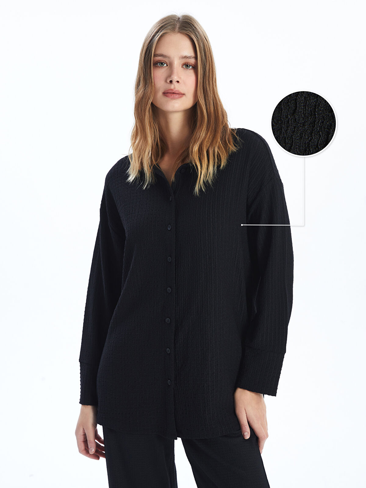 02yvm　黒　38サイズ LCWAIKIKI Classic Siyah Dokulu Oversize Kadın Gömlek Tunik