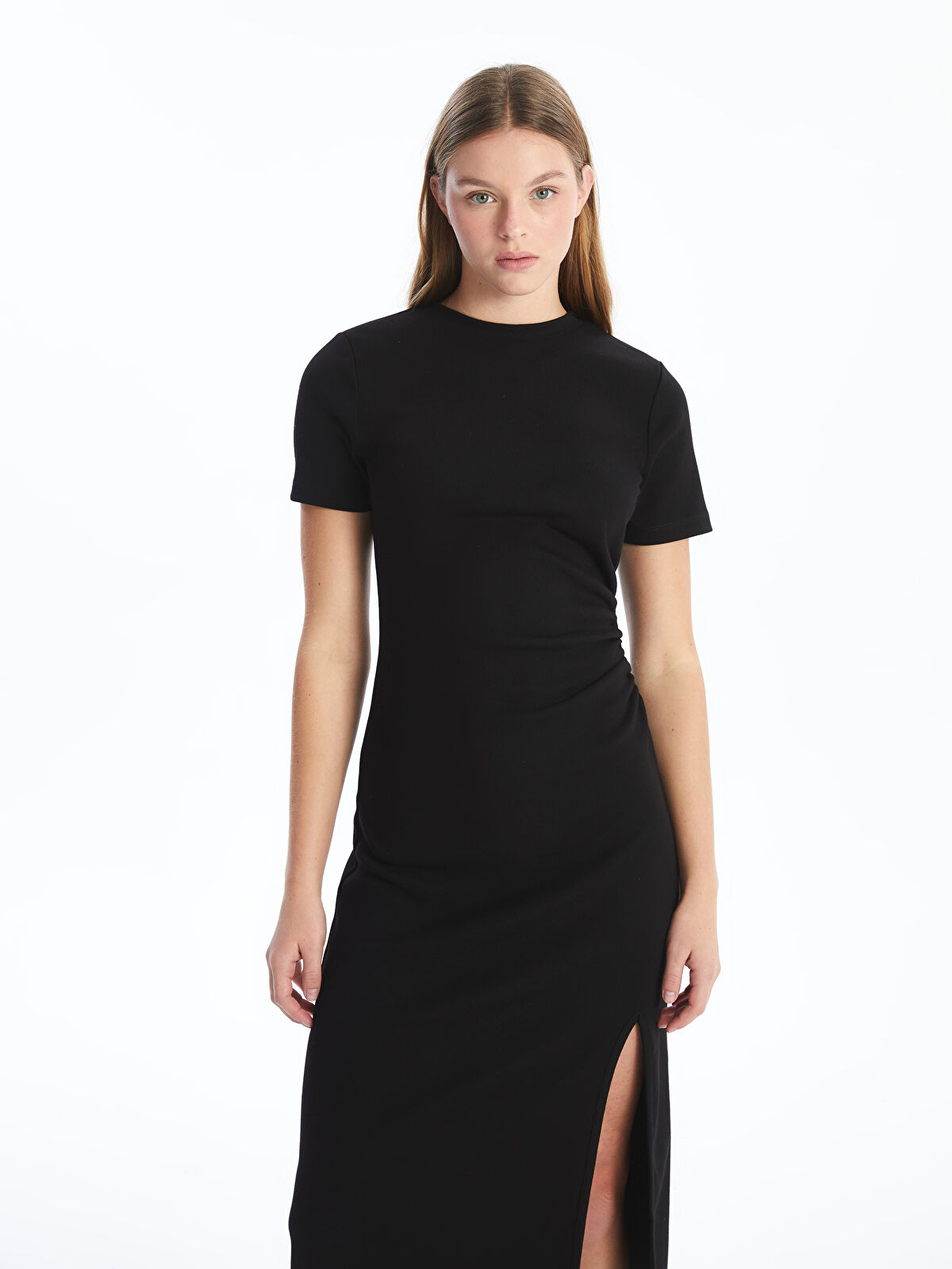 LCW Vision Düz Yırtmaçlı Kadın Midi Elbise - S5AP48Z8-CVL | LCW