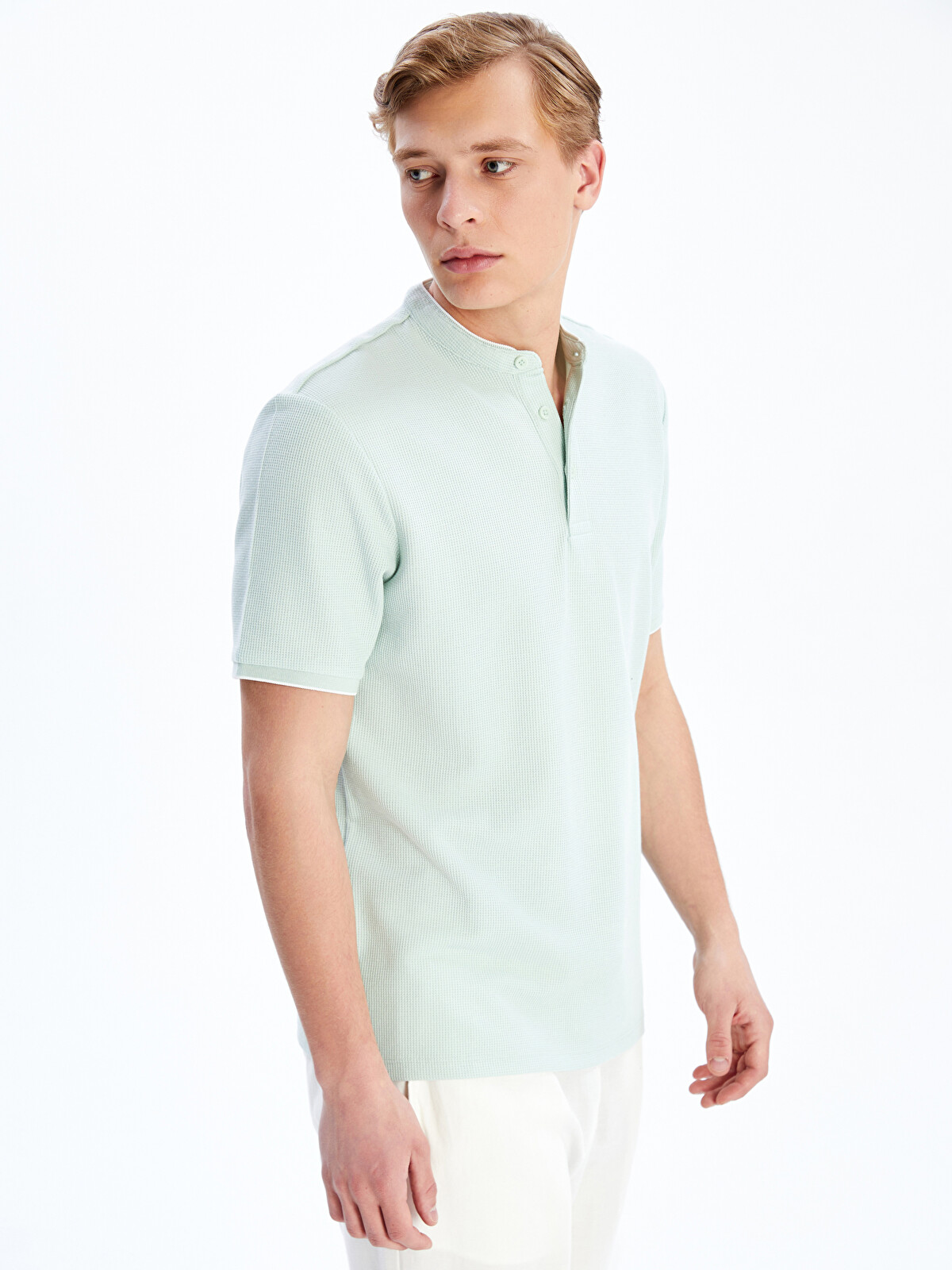 LCW Vision Grandad Collar Short Sleeve Men's T-Shirt - S5AR32Z8