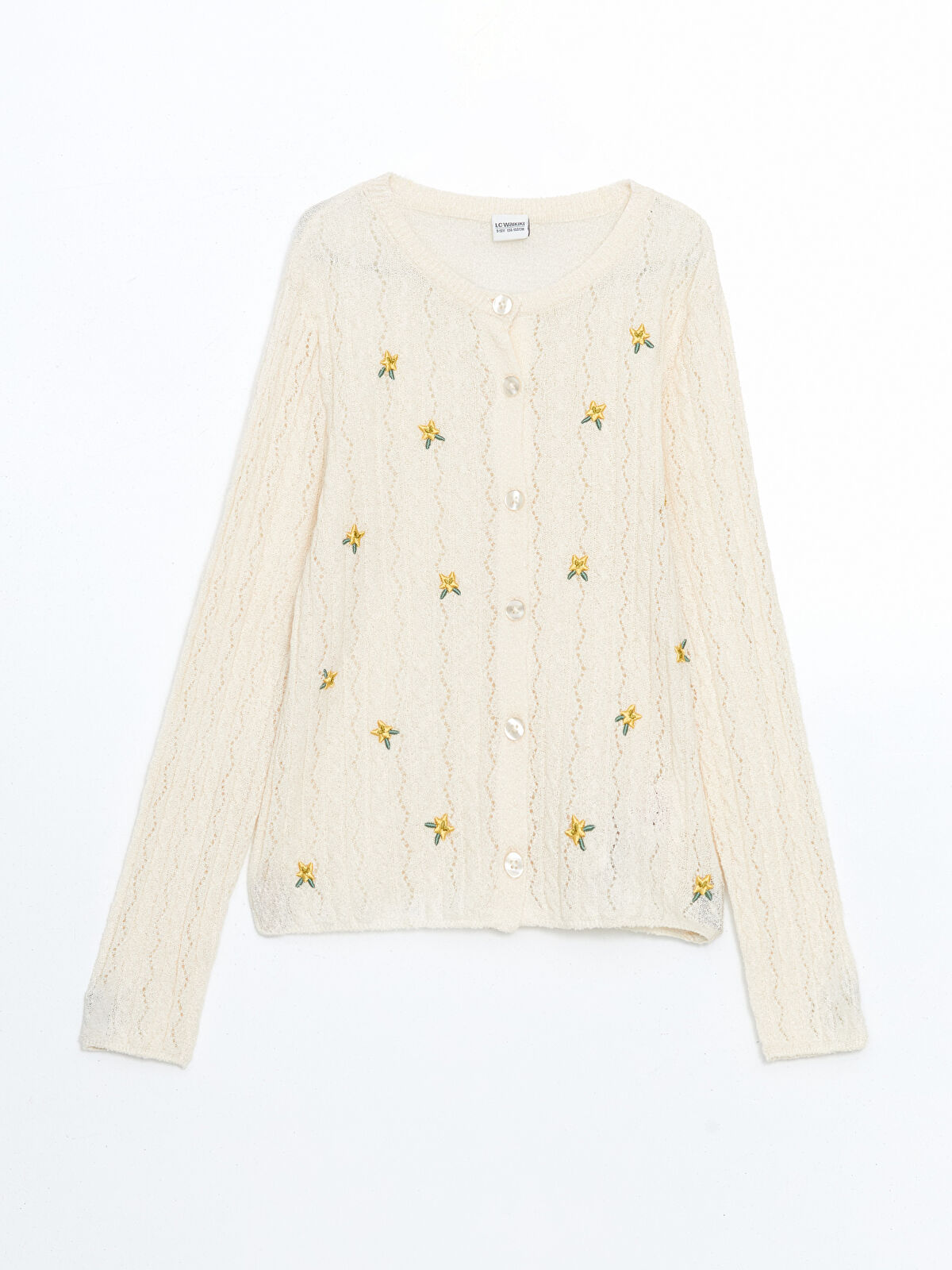 LCW Kids Crew Neck Floral Girls' Knitwear Cardigan -S5BD62Z4