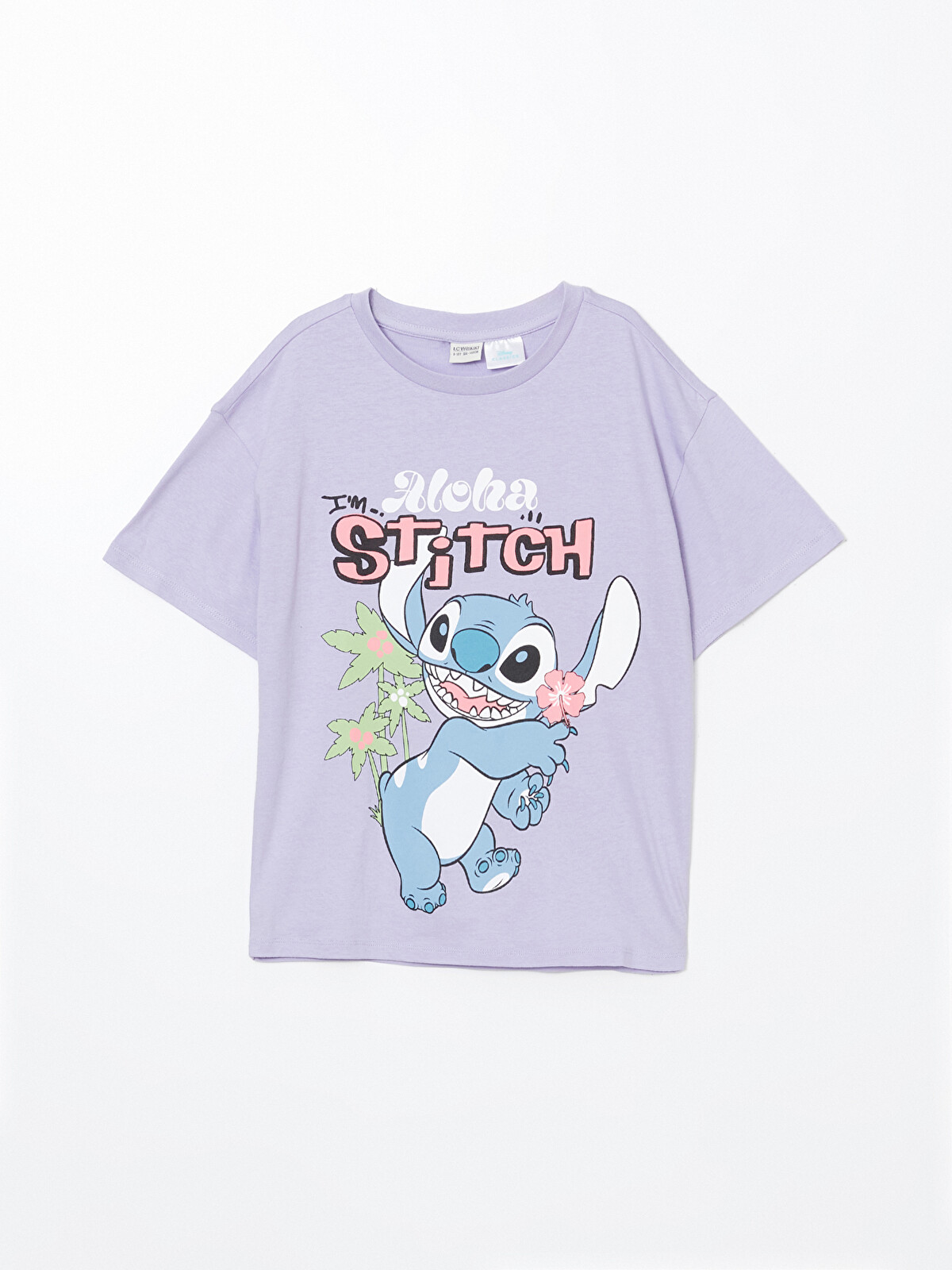 LCW Kids Bisiklet Yaka Stitch Baskılı Kız Çocuk Tişört - S5BE84Z4