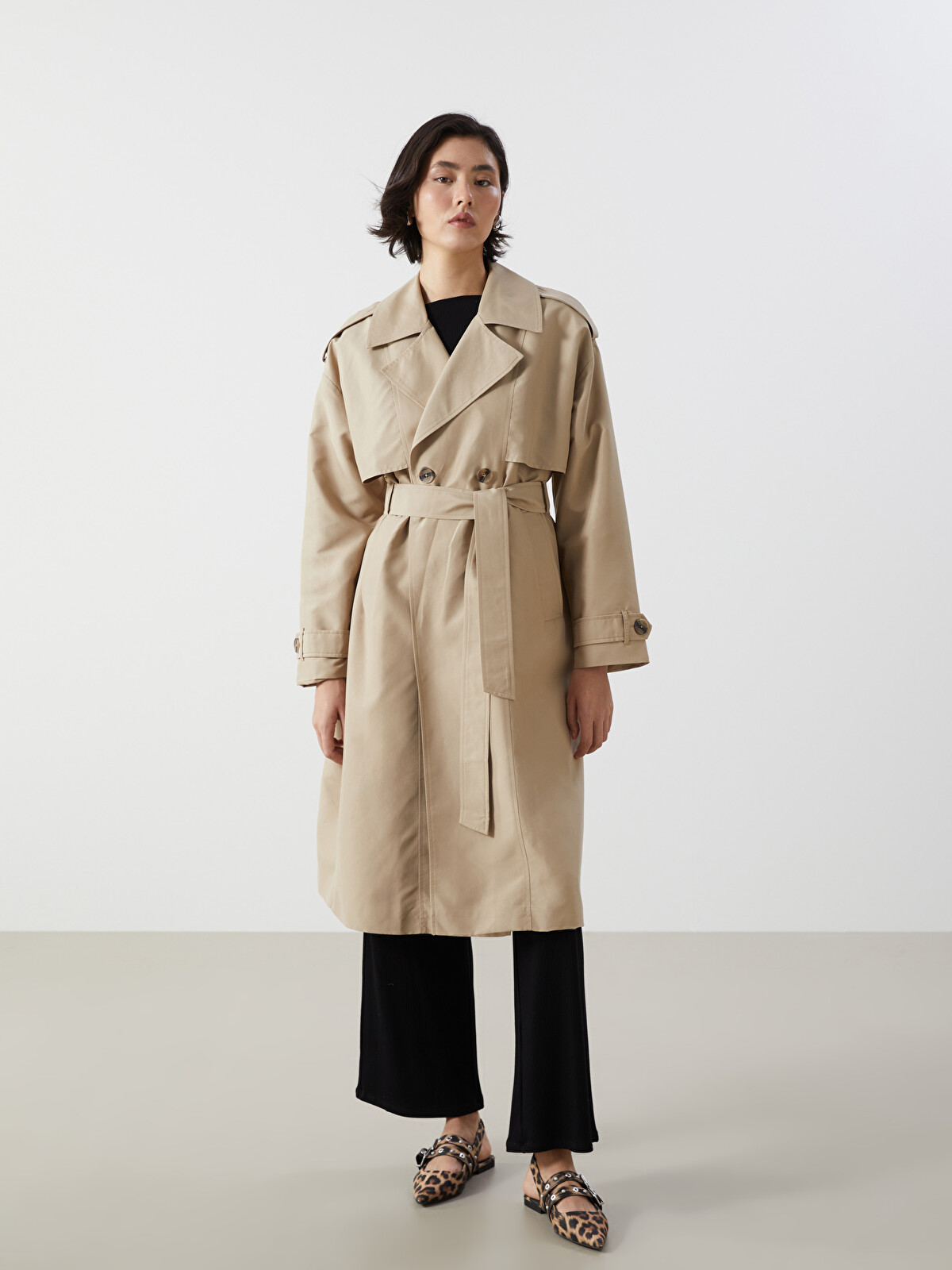 LCW Vision Jacket Collar Oversize Women's Trench Coat - S5BF18Z8