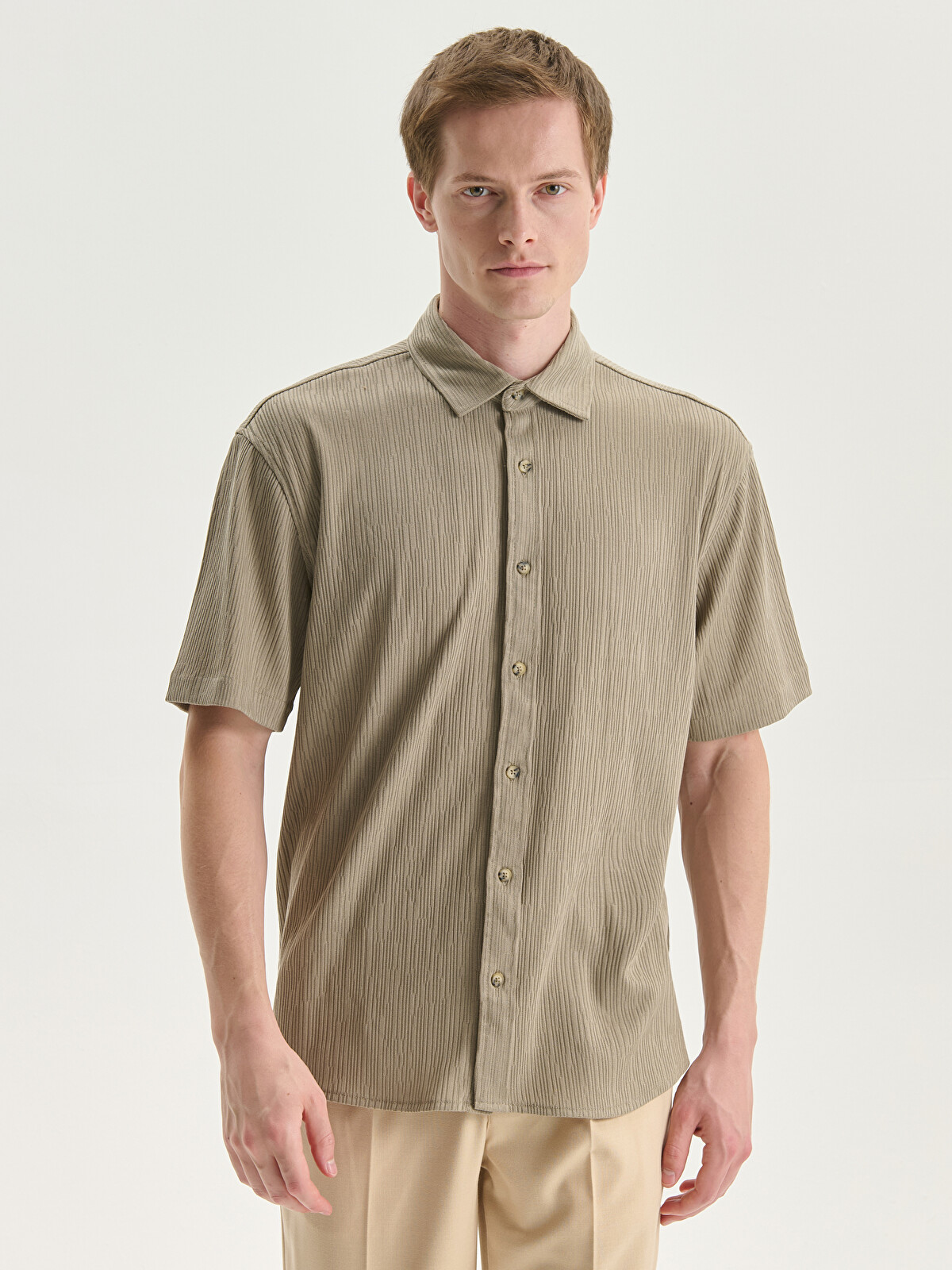 LCW Vision Regular Fit Short Sleeve Men's Textured Shirt
