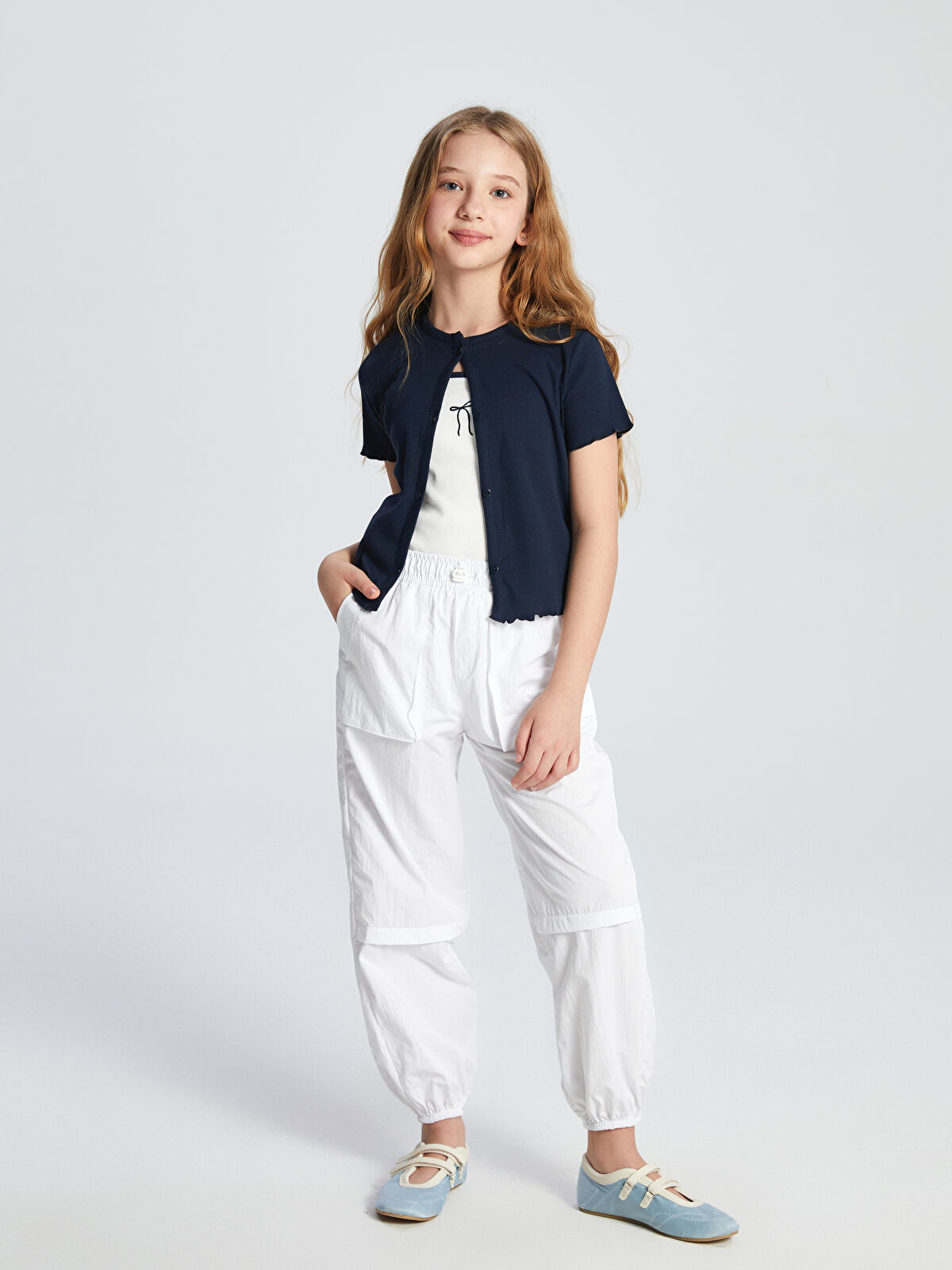 LCW Kids Beli Lastikli Kız Çocuk Paraşüt Pantolon