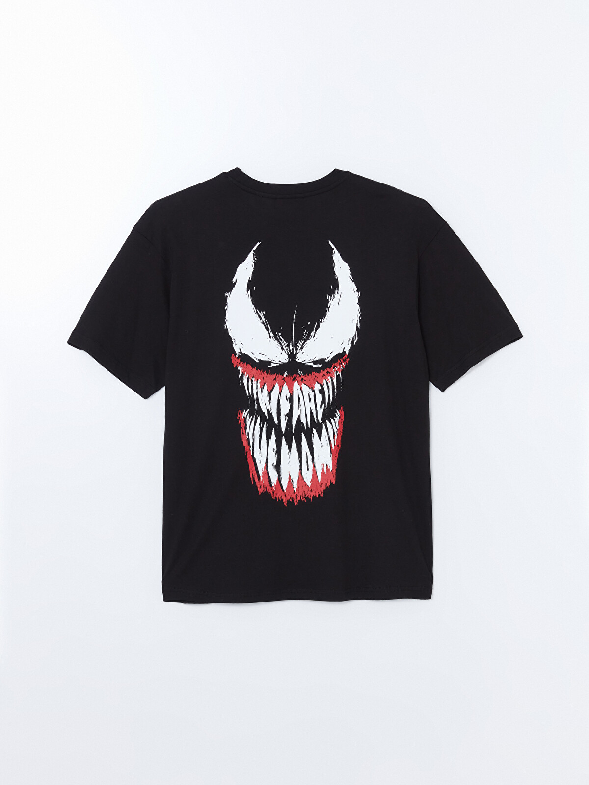 XSIDE Siyah Bisiklet Yaka Kısa Kollu Venom Baskılı Penye Erkek
