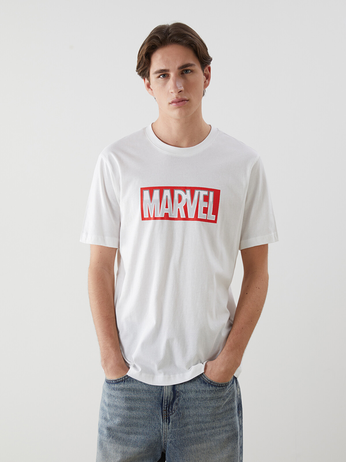 XSIDE Crew Neck Marvel Printed Jersey Men's T-Shirt - S5BI43Z8-R9J