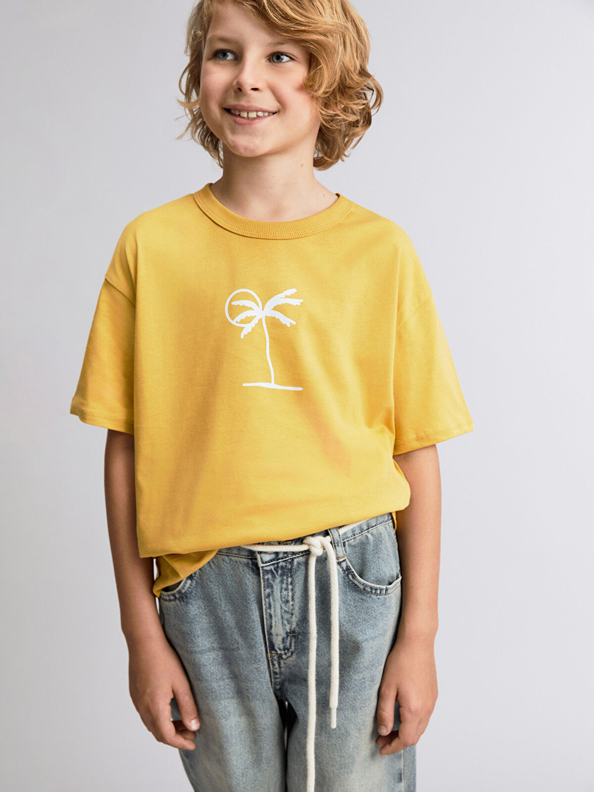 LCW Kids Sarı Bisiklet Yaka Erkek Çocuk Tişört - S5BJ12Z4-FJL | LCW