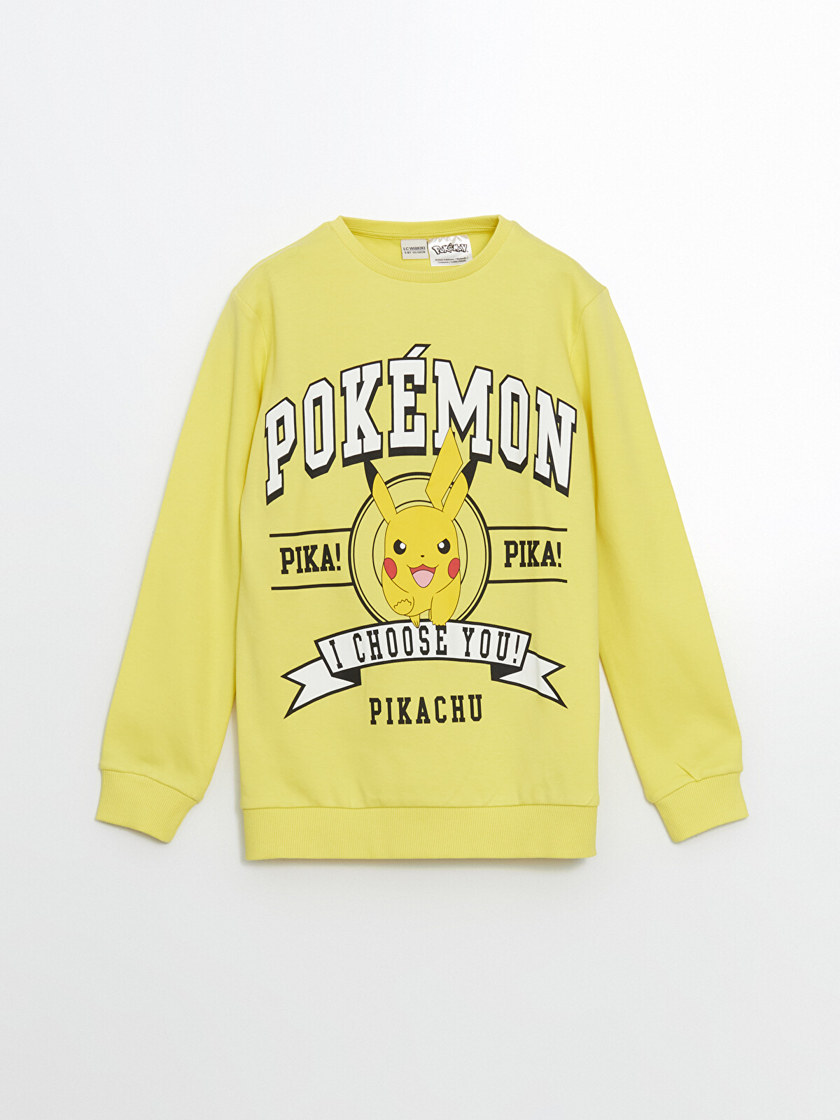 LCW Kids Sarı Bisiklet Yaka Pikachu Baskılı Erkek Çocuk Tişört