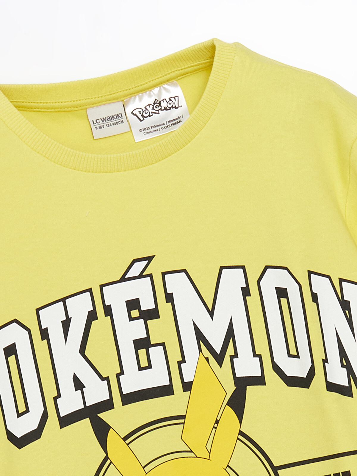 LCW Kids Sarı Bisiklet Yaka Pikachu Baskılı Erkek Çocuk Tişört