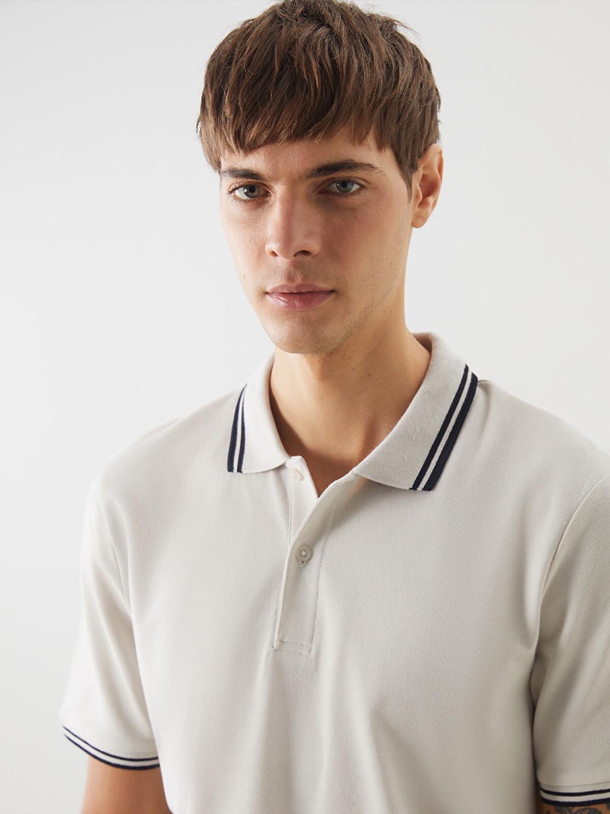 SOUTHBLUE Polo Neck Short Sleeve Men's Textured T-Shirt - S5BL66Z8