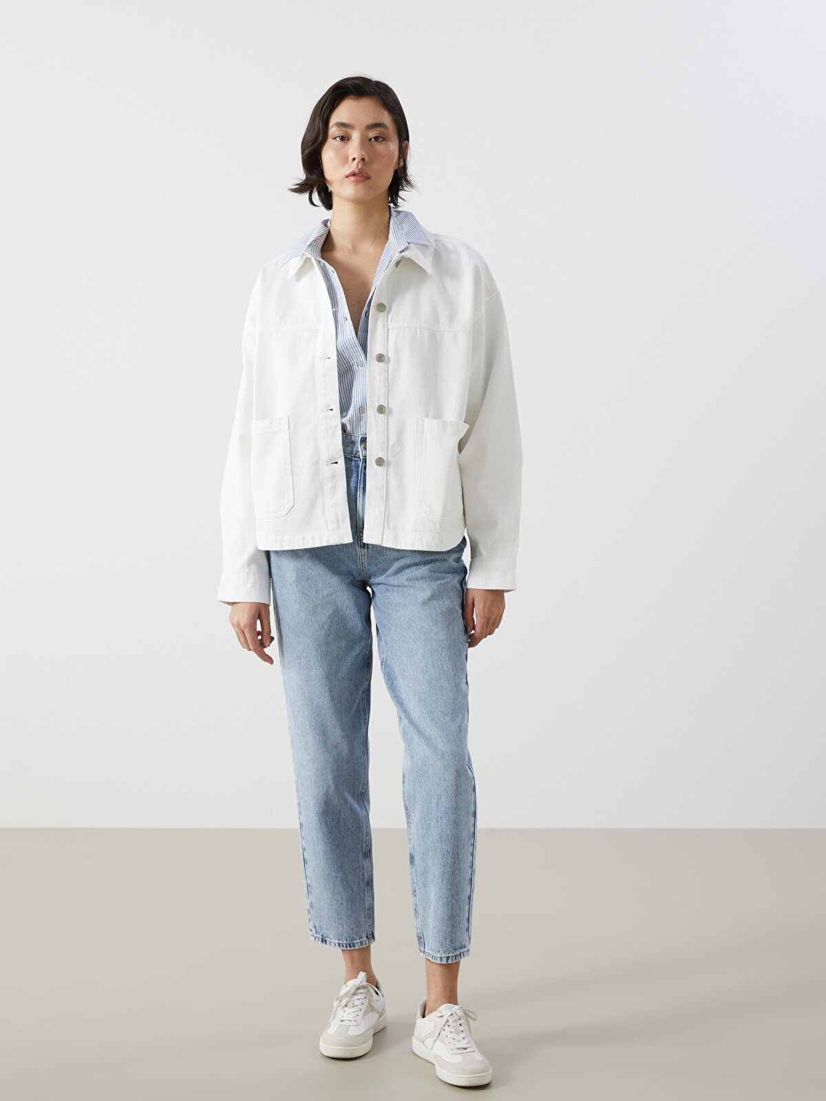 LCW Vision Oversize Women's Denim Shirt Jacket - S5BM27Z8-D4L | LC