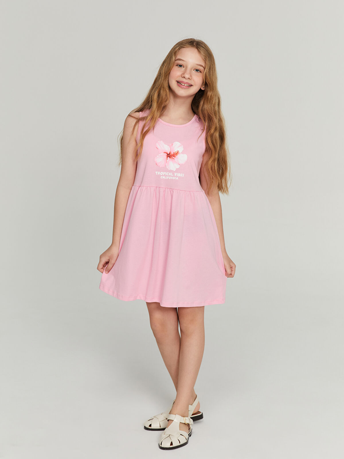 LCW Kids Floral Pleated Girls' Dress -S5BN24Z4-GA5 - LC Waikiki