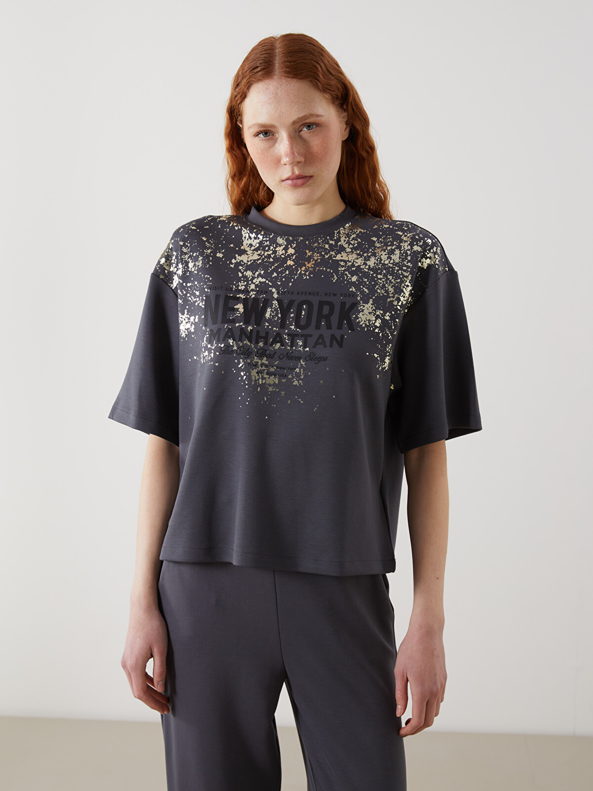 LCW Vision Crew Neck Manhattan Printed Women's T-shirt - S5BQ78Z8