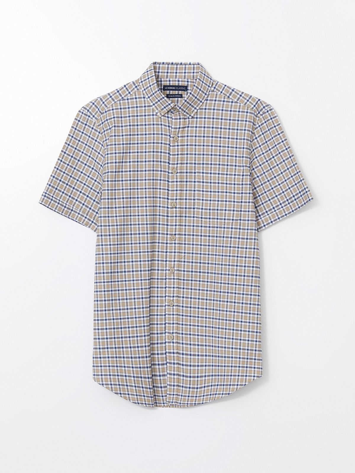 LC Waikiki Regular Fit Short Sleeve Plaid Oxford Men's Shirt