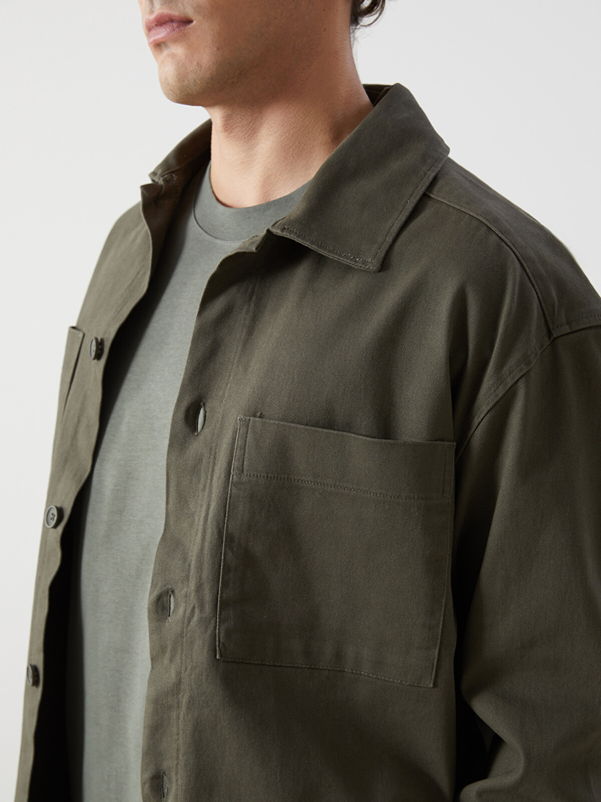 XSIDE Relaxed Fit Twill Men's Shirt Jacket - S5BV47Z8-SEM | LC Waikiki