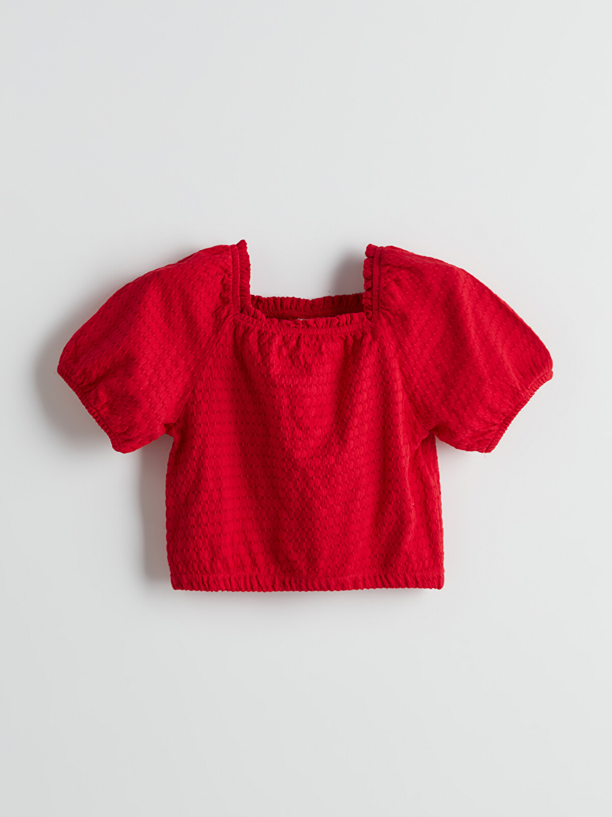 LCW Kids Square Neck Textured Girls Crop Blouse - S5CC74Z4-HPM