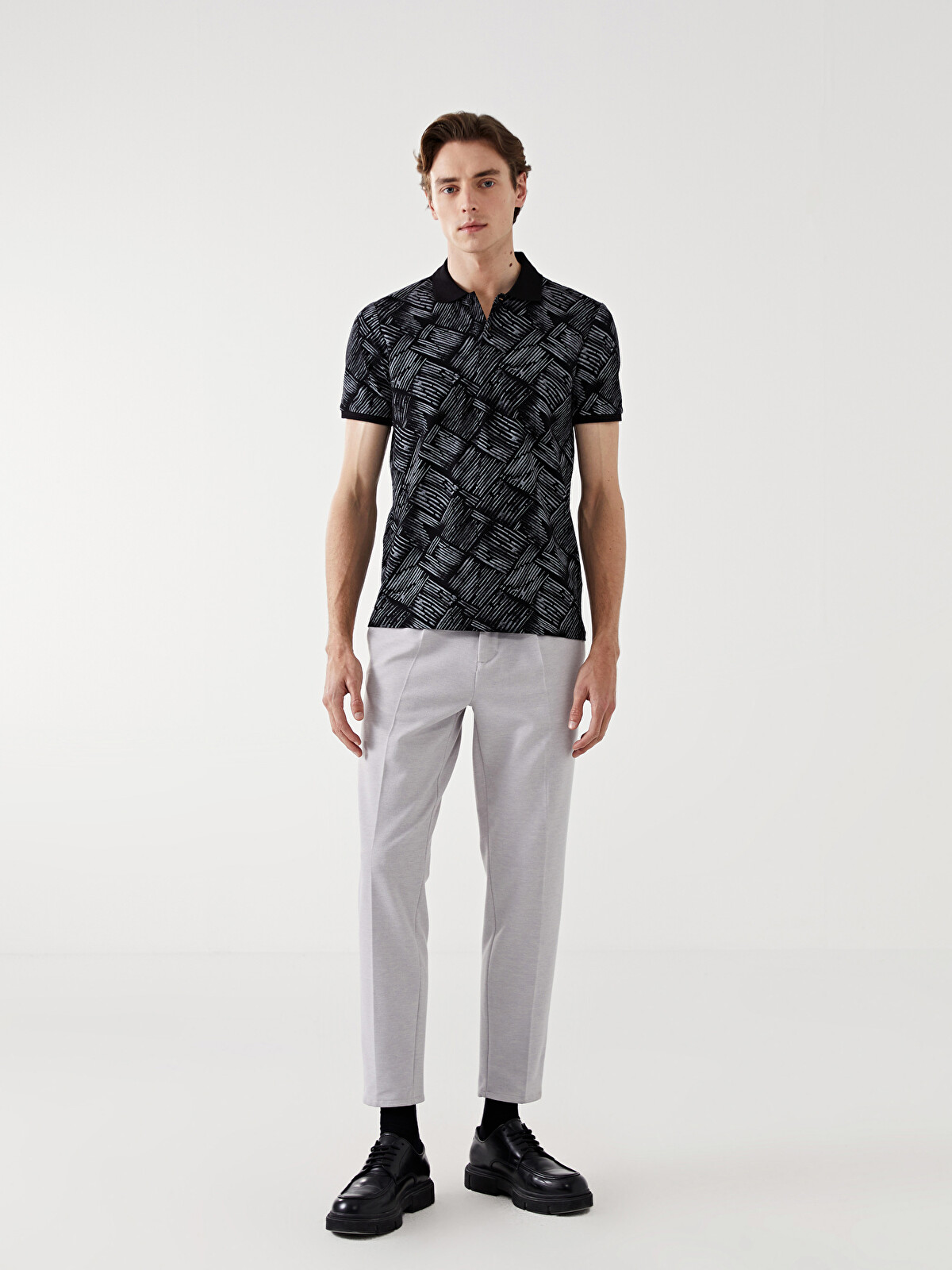 LCW Vision Tricou Polo Guler Înalt Cu Model Pique Jacquard pentru