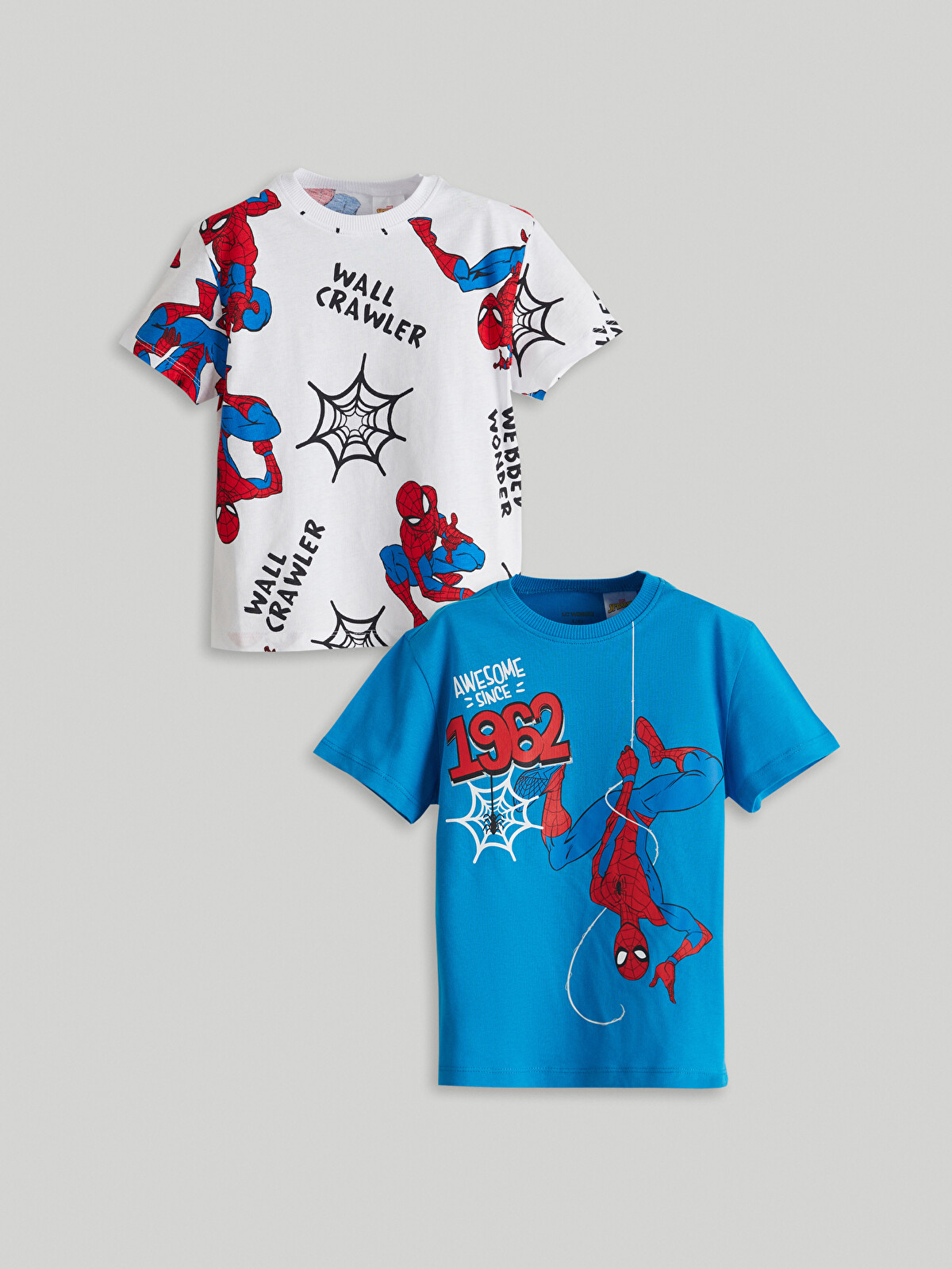 LCW Kids Mavi Spider-man Baskılı Erkek Çocuk Tişört 2'li